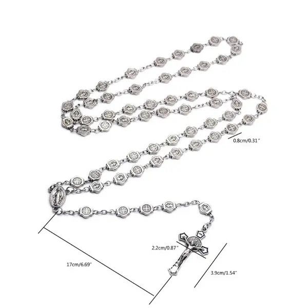 VIBE Fashion Saint Benedict Rosary Necklace Chain Catholic Church Size ONE SIZE - 6 Thumbnail