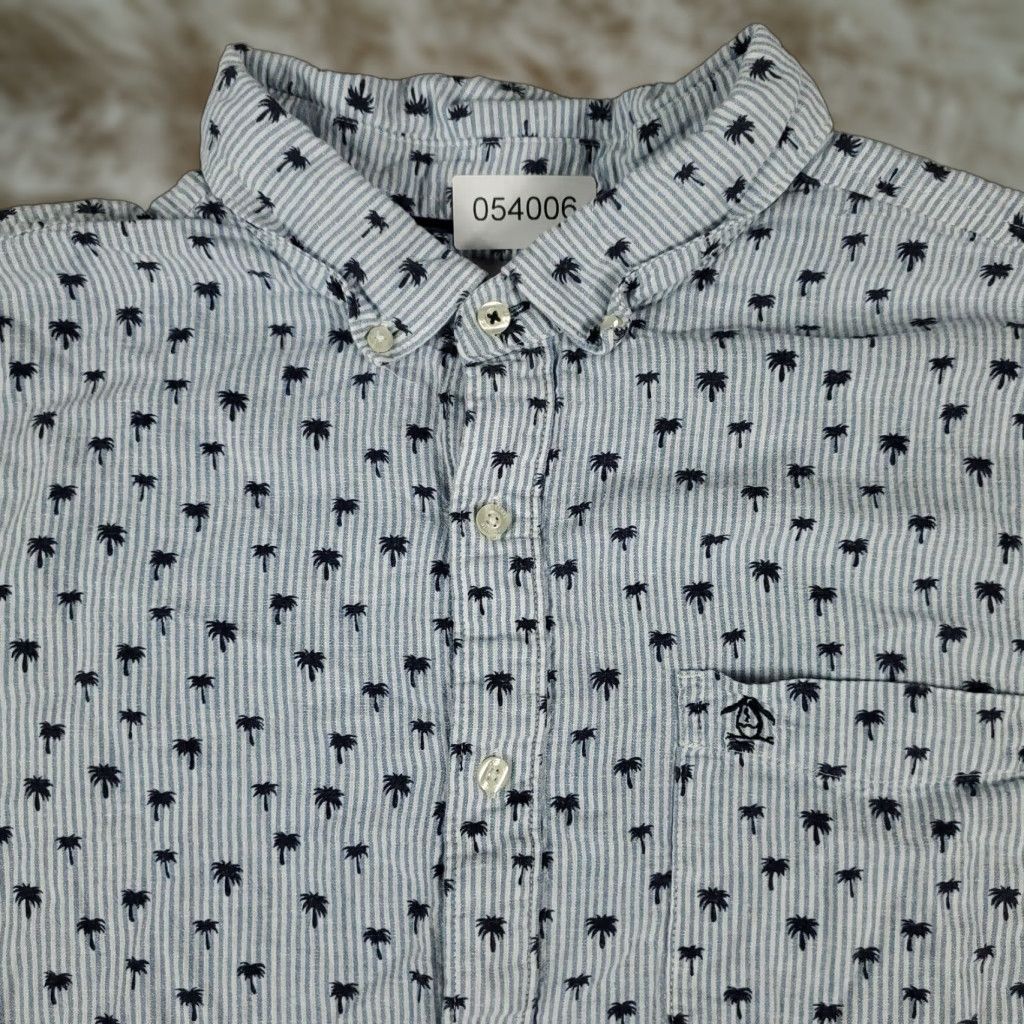 Vintage Original Penguin Button-Up Shirt Mens 2XL Blue Striped Short Sleeve Casual Size US XXL / EU 58 / 5 - 1 Thumbnail