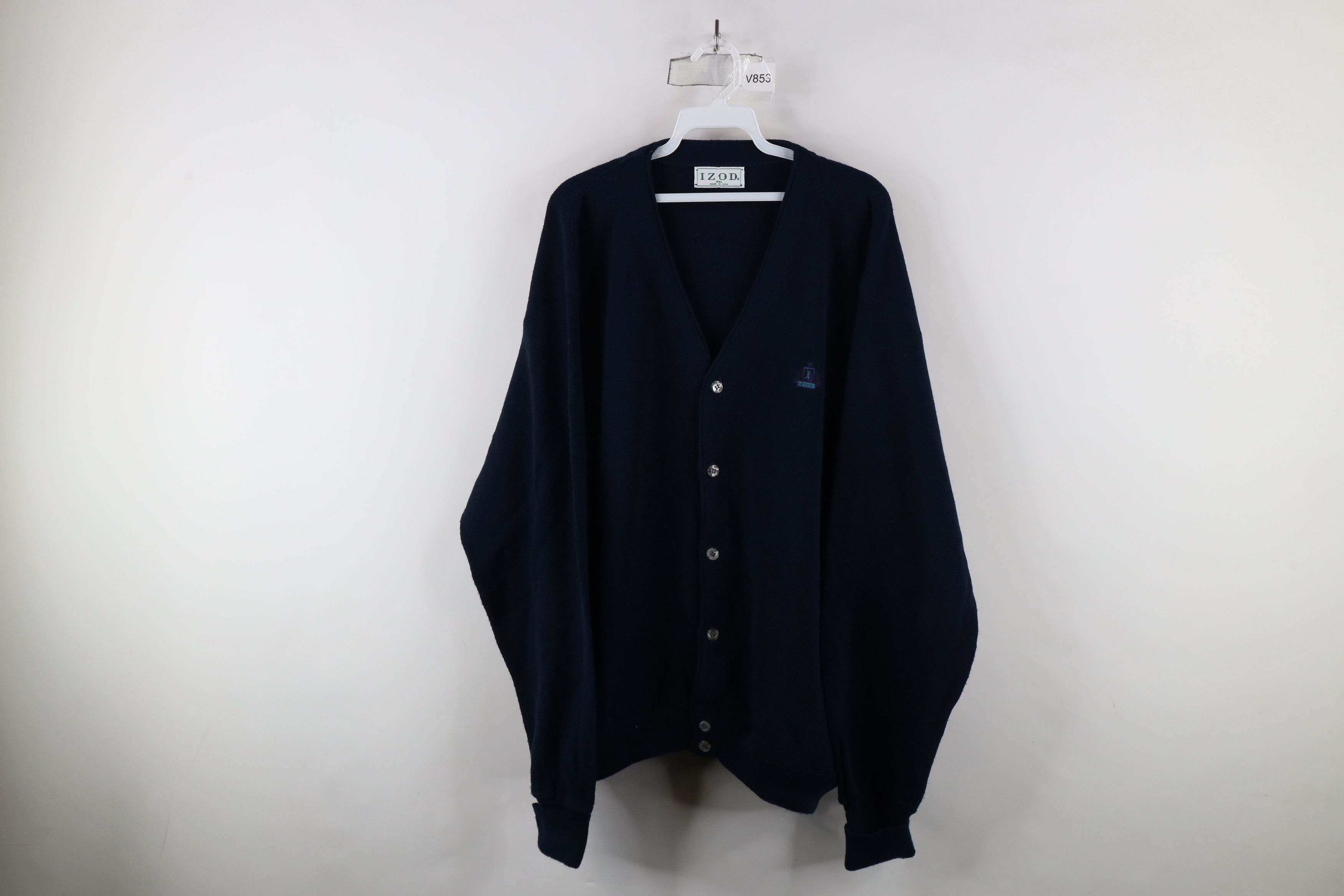 Izod × Vintage Vintage 90s Izod Out Crest Knit Cardigan Sweater Blue USA Size US XXL / EU 58 / 5 - 1 Thumbnail