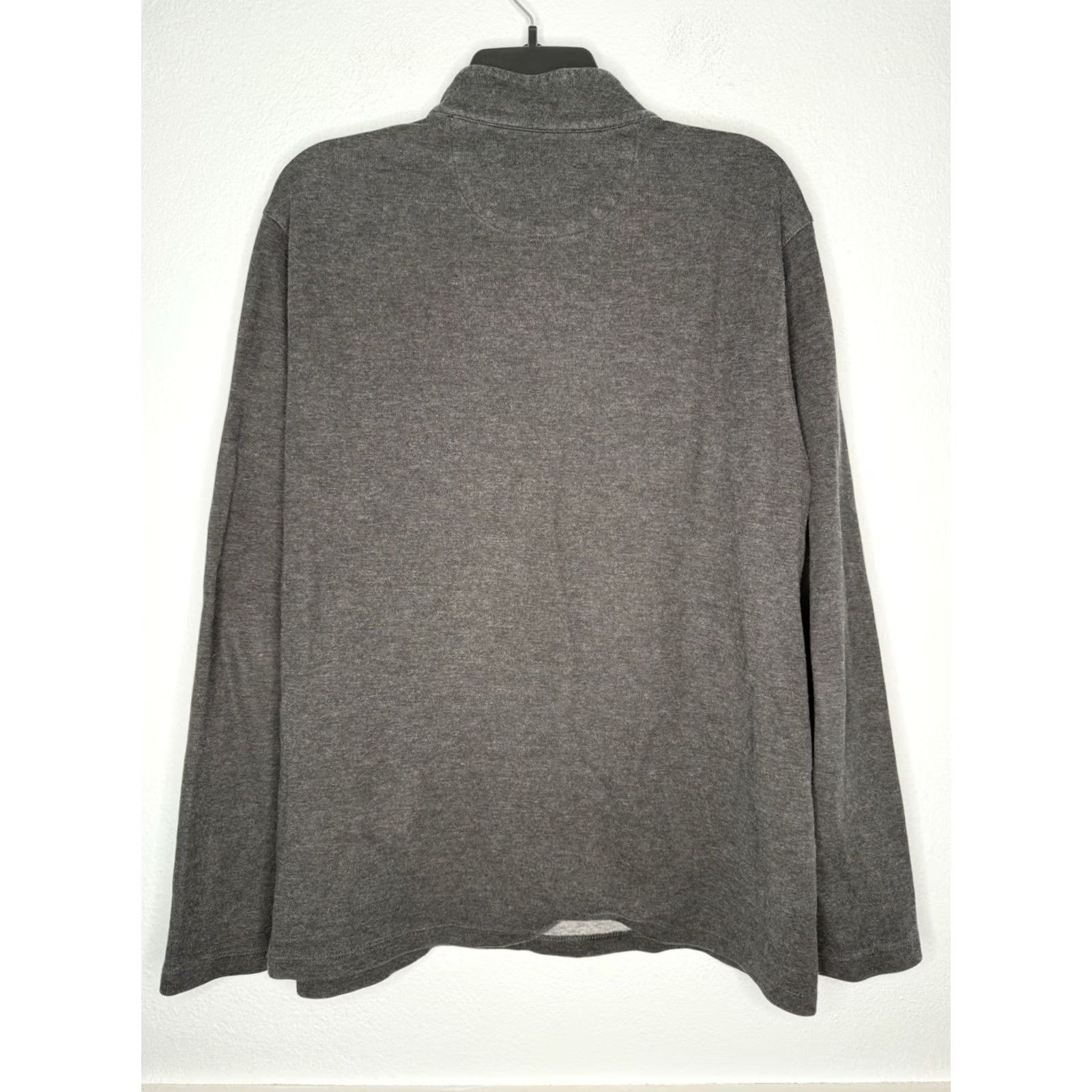 Mizzen+Main Mizzen + Main Sweater Mens Large Mock Neck Pullover 1/4 Zip Zipper Pull Gray Cotton Blend Knit Size US L / EU 52-54 / 3 - 2 Thumbnail