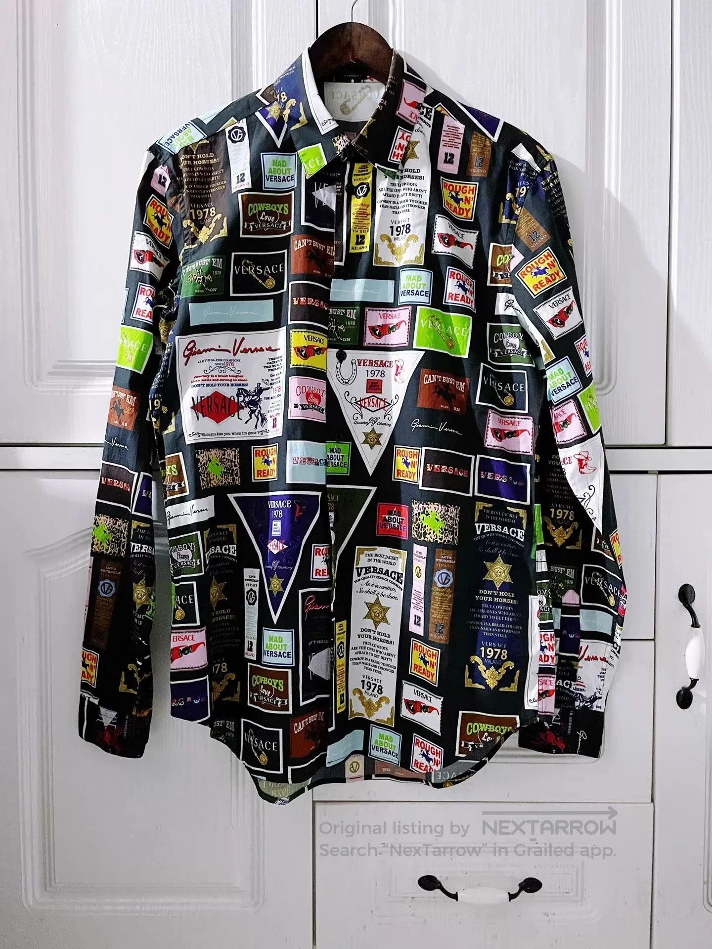 Versace Multi-Color Patchwork Long Sleeve Button-Up Shirt. Size US M / EU 48-50 / 2 - 1 Thumbnail