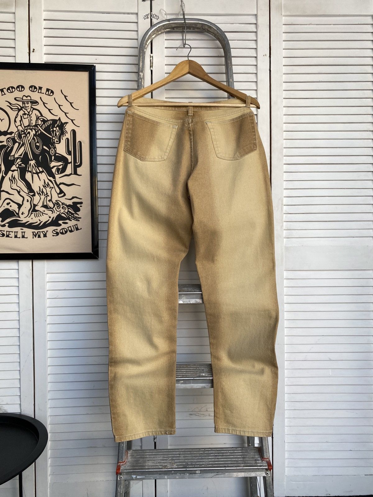 Roberto Cavalli × Vintage Roberto Cavalli Sand Wash Jeans Logo Metal Buttons & Sunset Size 29" - 2 Thumbnail
