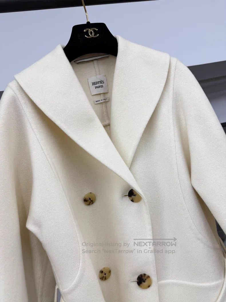 Hermes Hermes White Cashmere Coat Size XS / US 0-2 / IT 36-38 - 2 Thumbnail