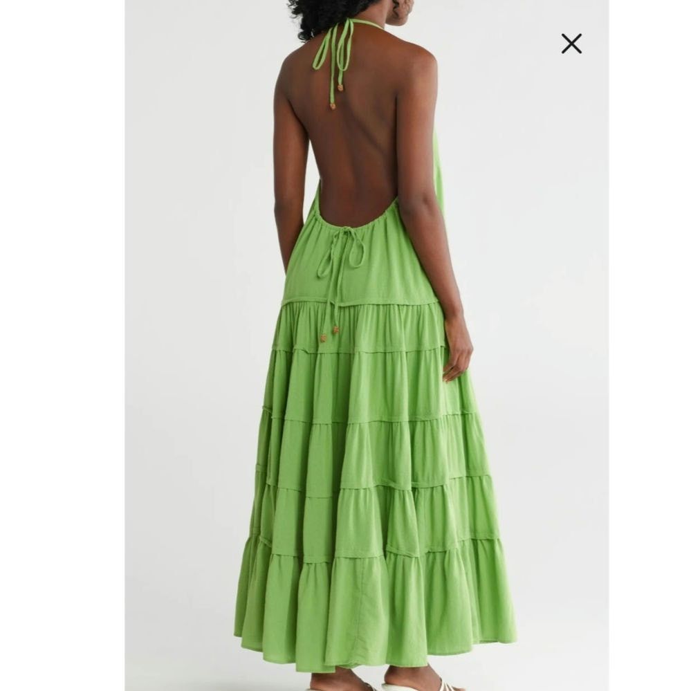 New Somewhere Sunny Drop-Waist Maxi Dress $118 MEDIUM Kiwi