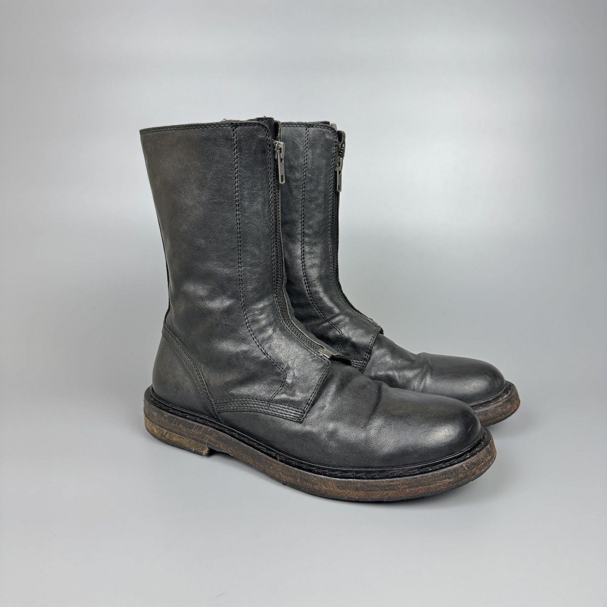 Ann Demeulemeester Ann Demeulemeester - FW/12 Double front zipper leather Boots Size US 9 / EU 42 - 1 Thumbnail