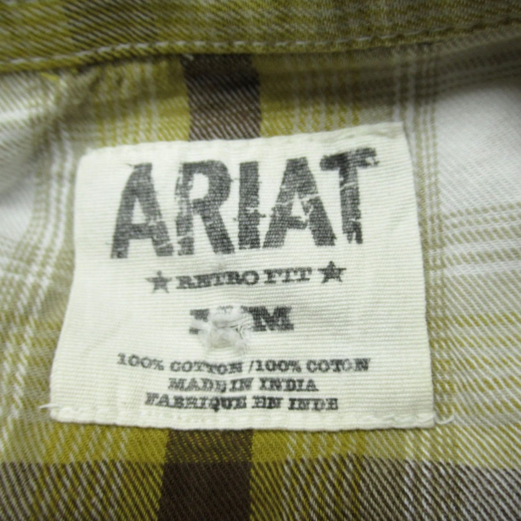 Ariat Ariat Shirt Men Medium Yellow Plaid Long Sleeve Embroidered Button-Up Western Vintage: No Size US M / EU 48-50 / 2 - 4 Thumbnail