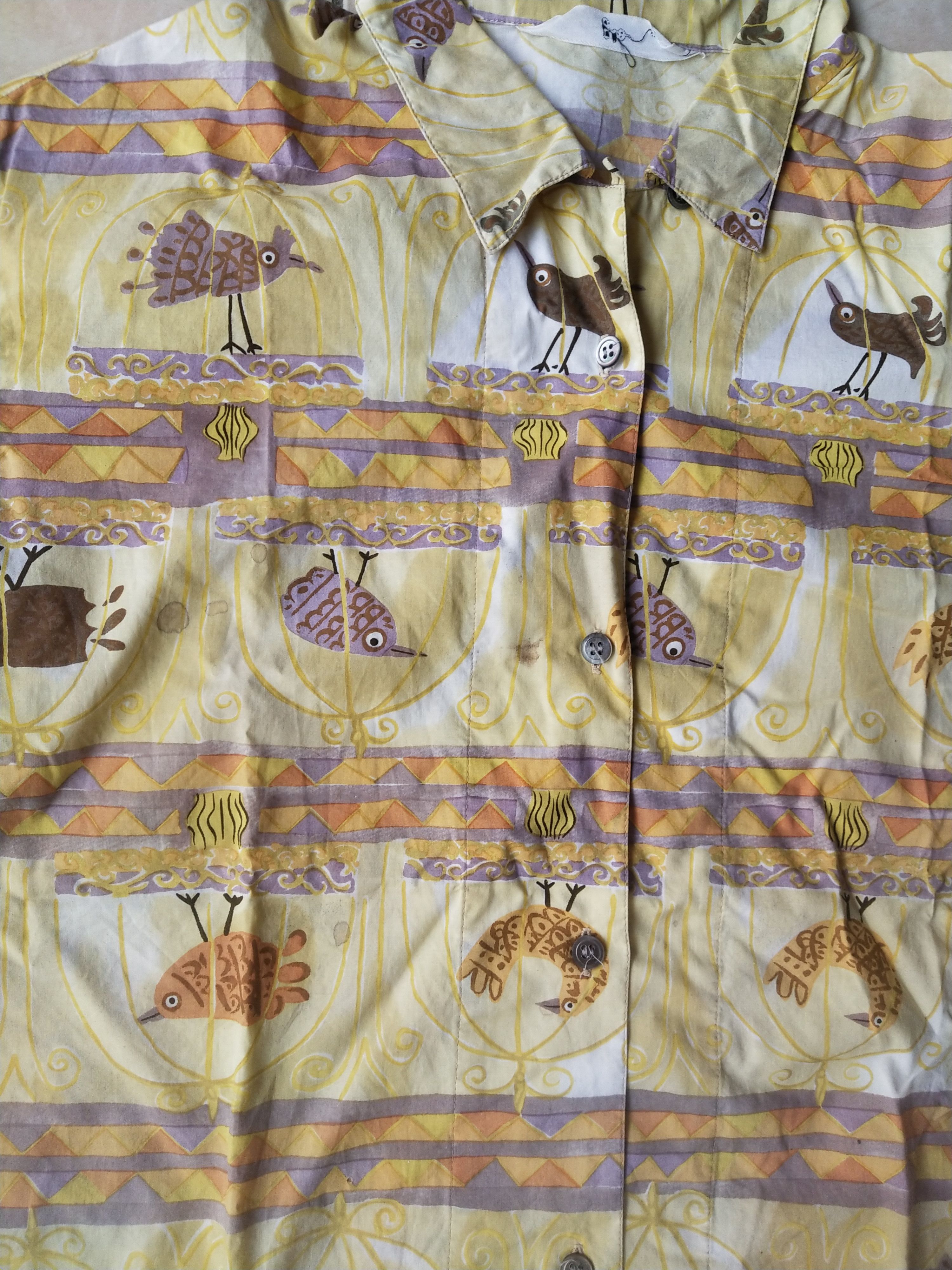 Vintage Vintage 90s Japanese Brand Artsy Bird Cage AOP Shirt Size US M / EU 48-50 / 2 - 2 Thumbnail