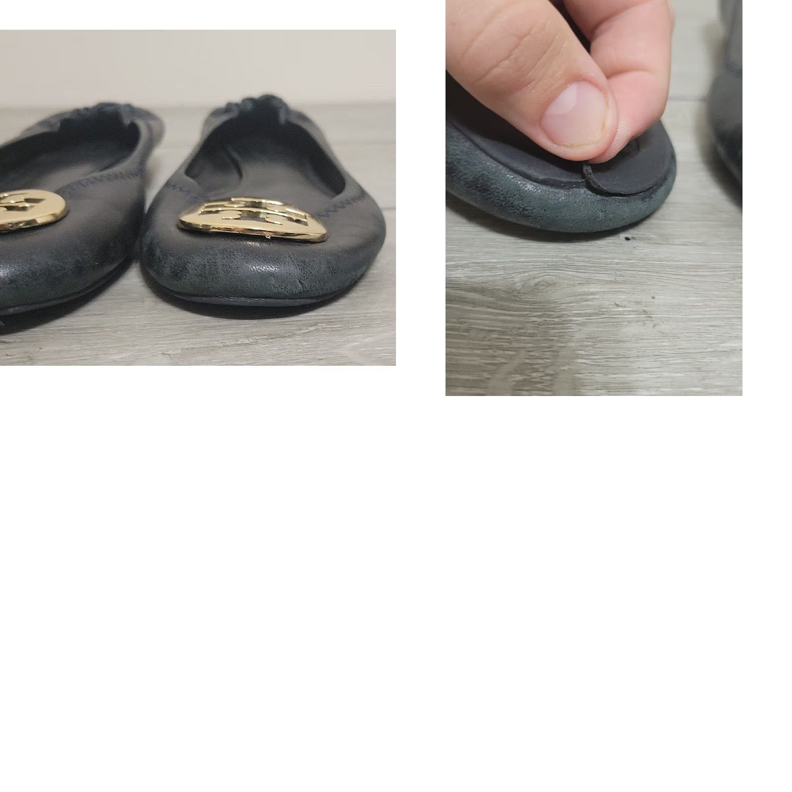 Tory Burch Tory Burch Minnie Ballet Flat Black Gold Women Size 7.5 M Slip On Leather Size US 8 / IT 38 - 9 Thumbnail