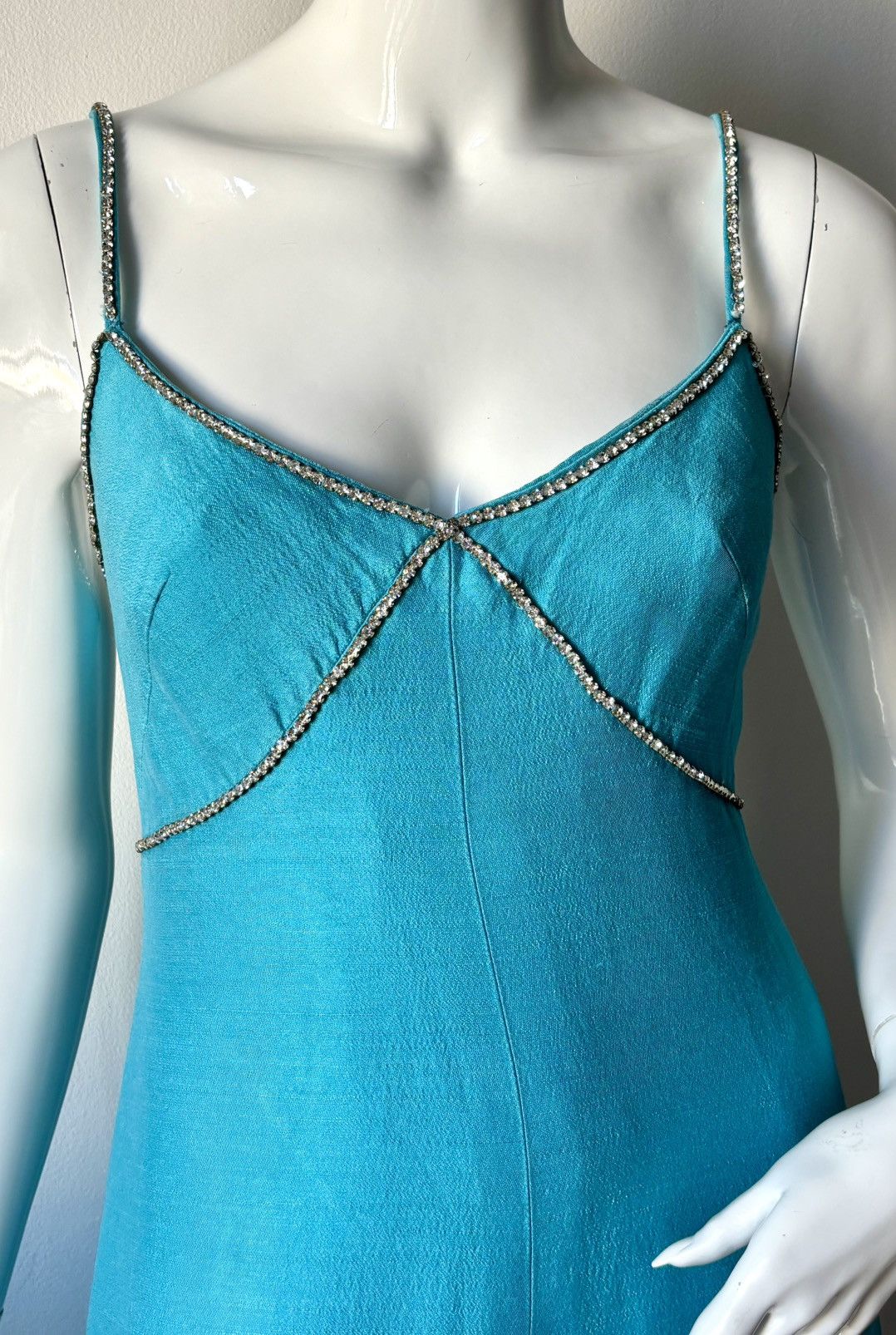 Other Asua blue Vintage Silk dress couture Size S / US 4 / IT 40 - 3 Thumbnail
