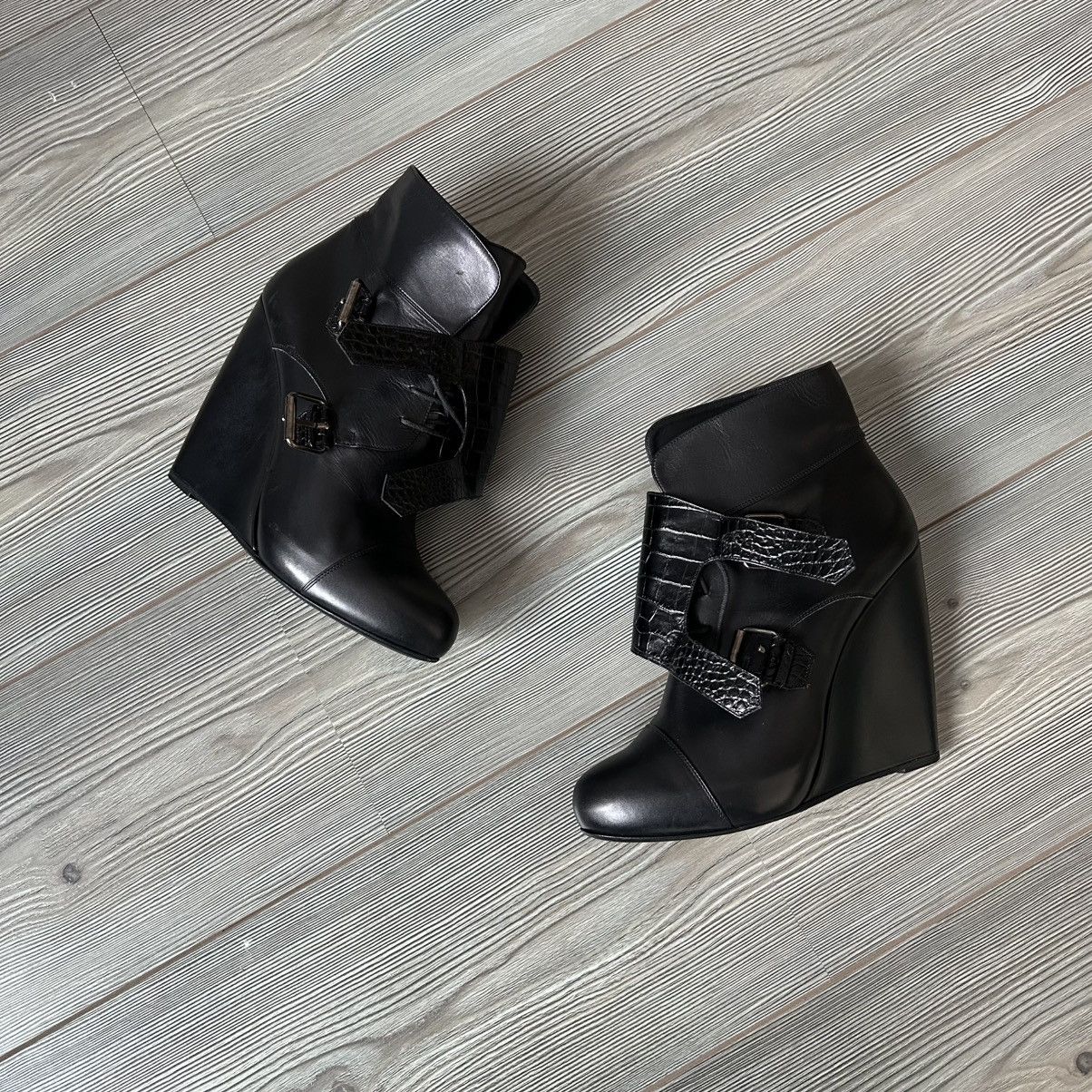Sacai Sacai Black Buckle Leather Wedge Boots Size US 11 / IT 41 - 18 Thumbnail