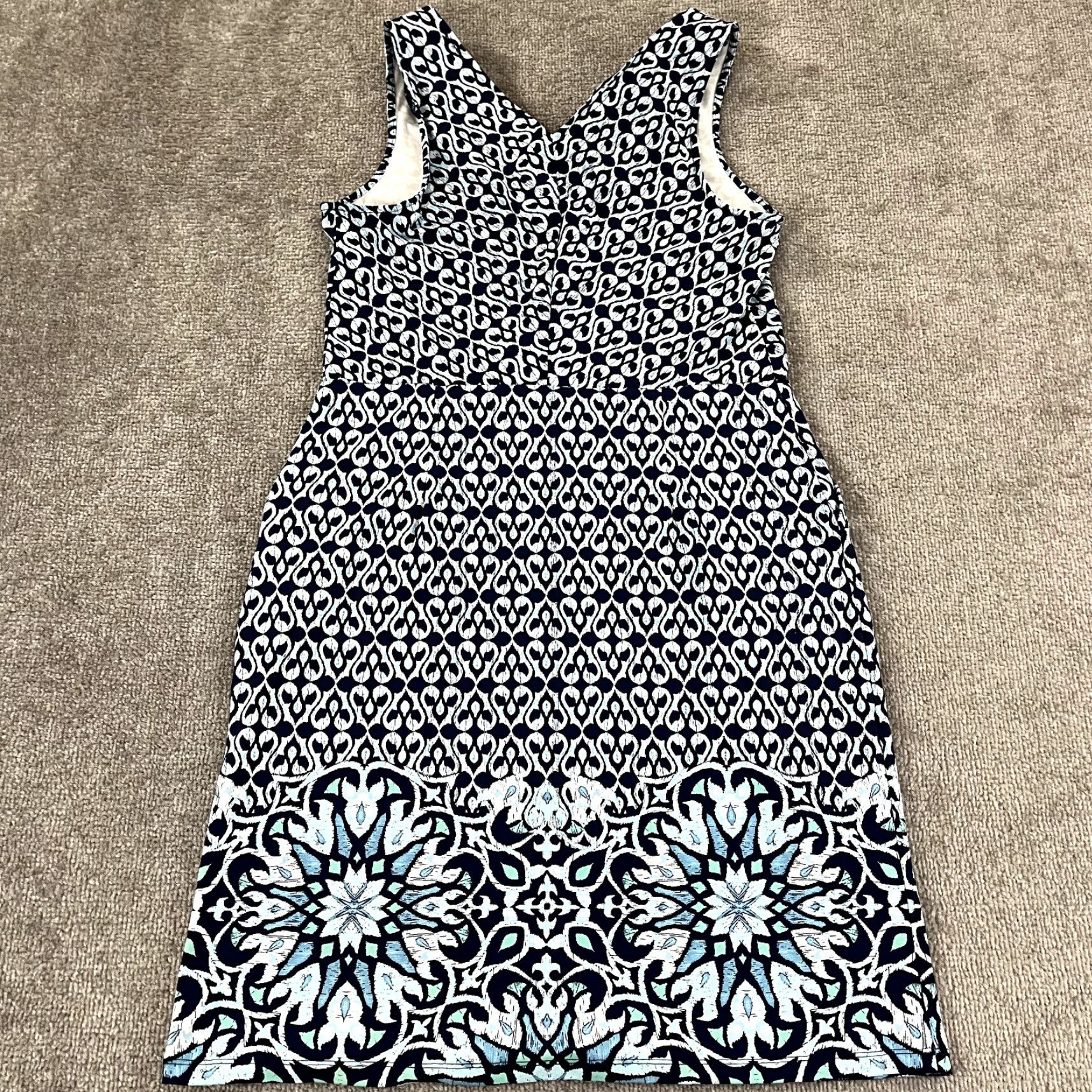 J.McLaughlin J. McLaughlin Dress Women Medium Blue Abstract 37" Shift Catalina Stretch Pockets Size M / US 6-8 / IT 42-44 - 2 Thumbnail