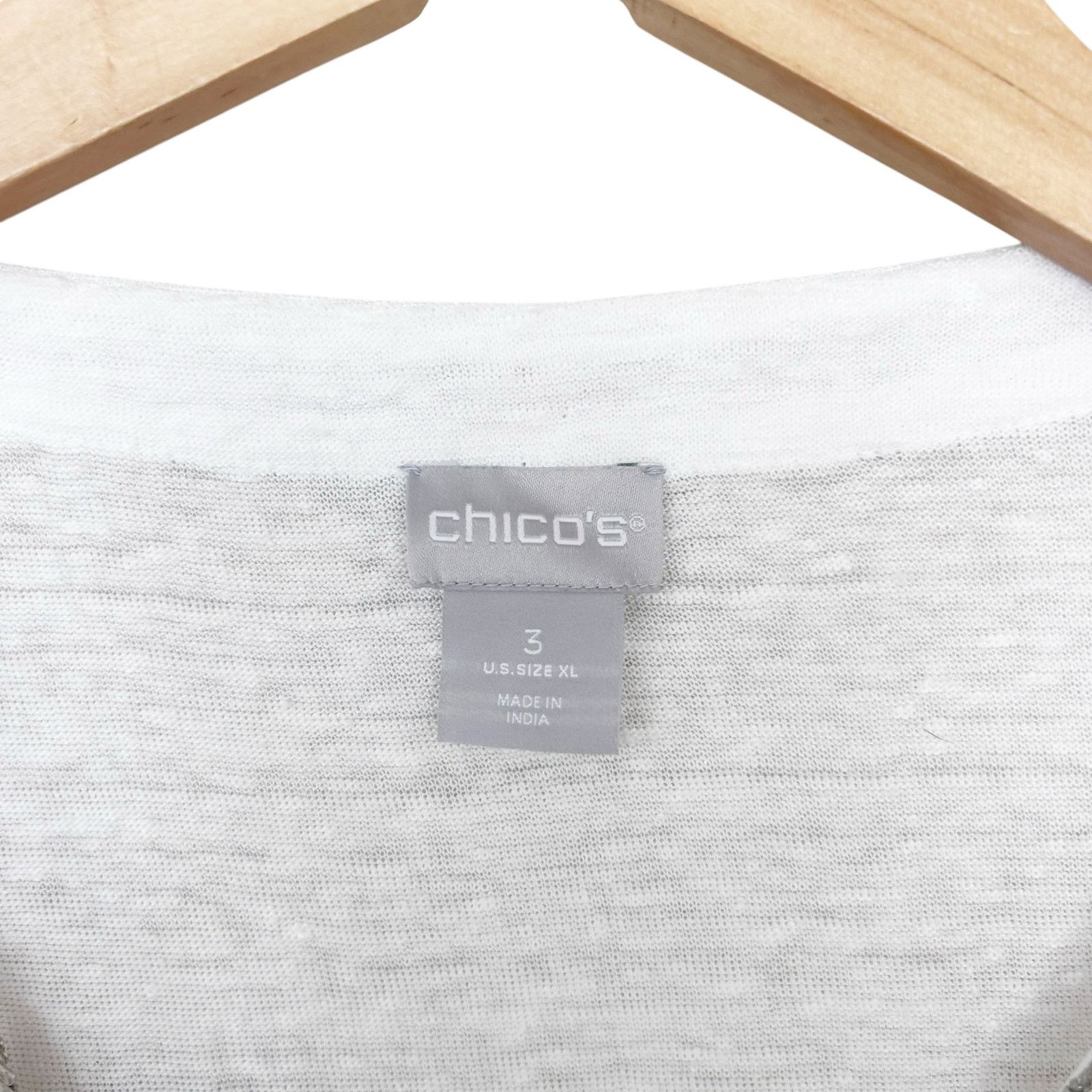 Chicos Chicos Beaded 100% Linen Split Neck Long Sleeve Shirt XL Size XL / US 12-14 / IT 48-50 - 3 Thumbnail