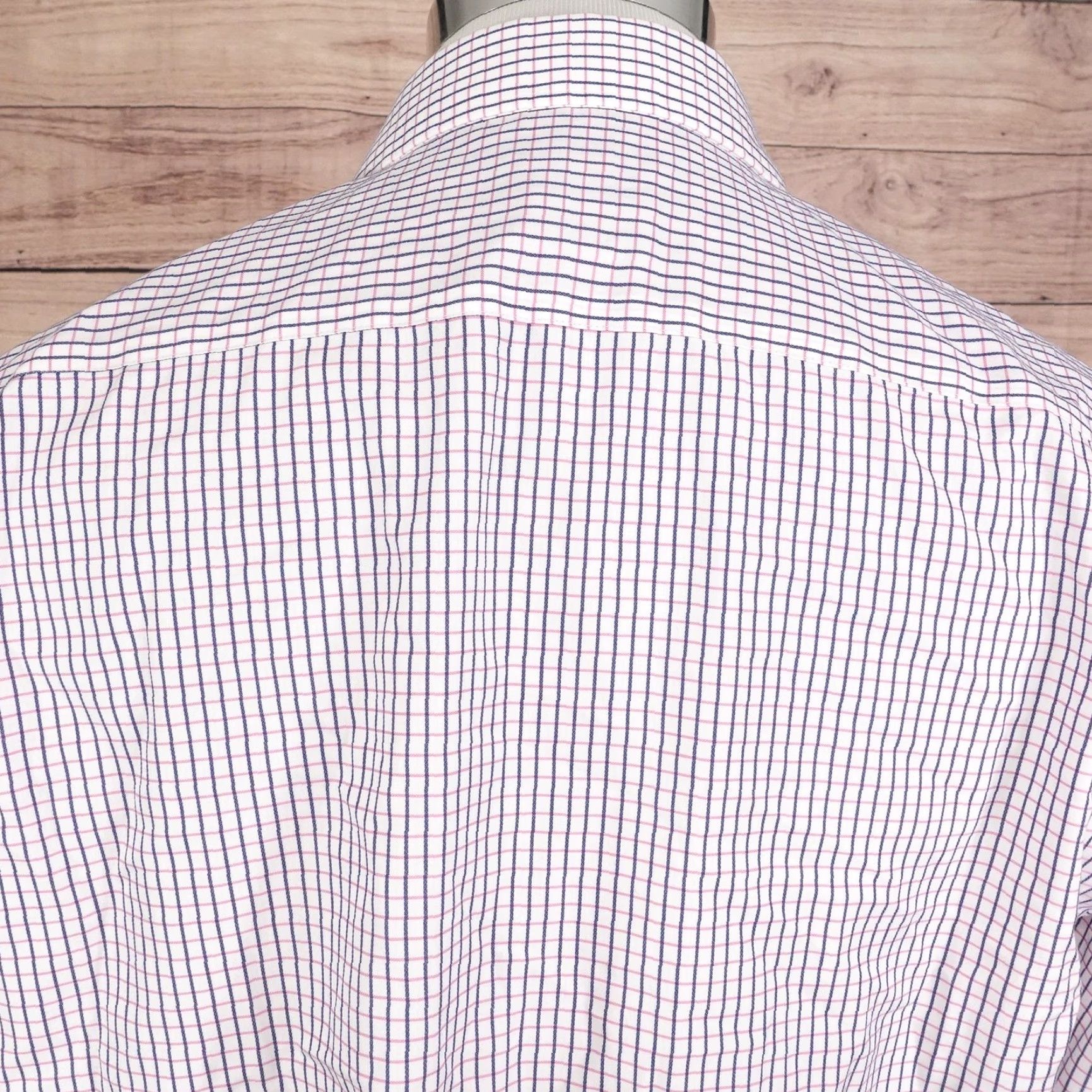 Egara Egara Dress Shirt Mens Large Purple Check Non Iron 100% Cotton Long Sleeve Size 42R - 5 Thumbnail