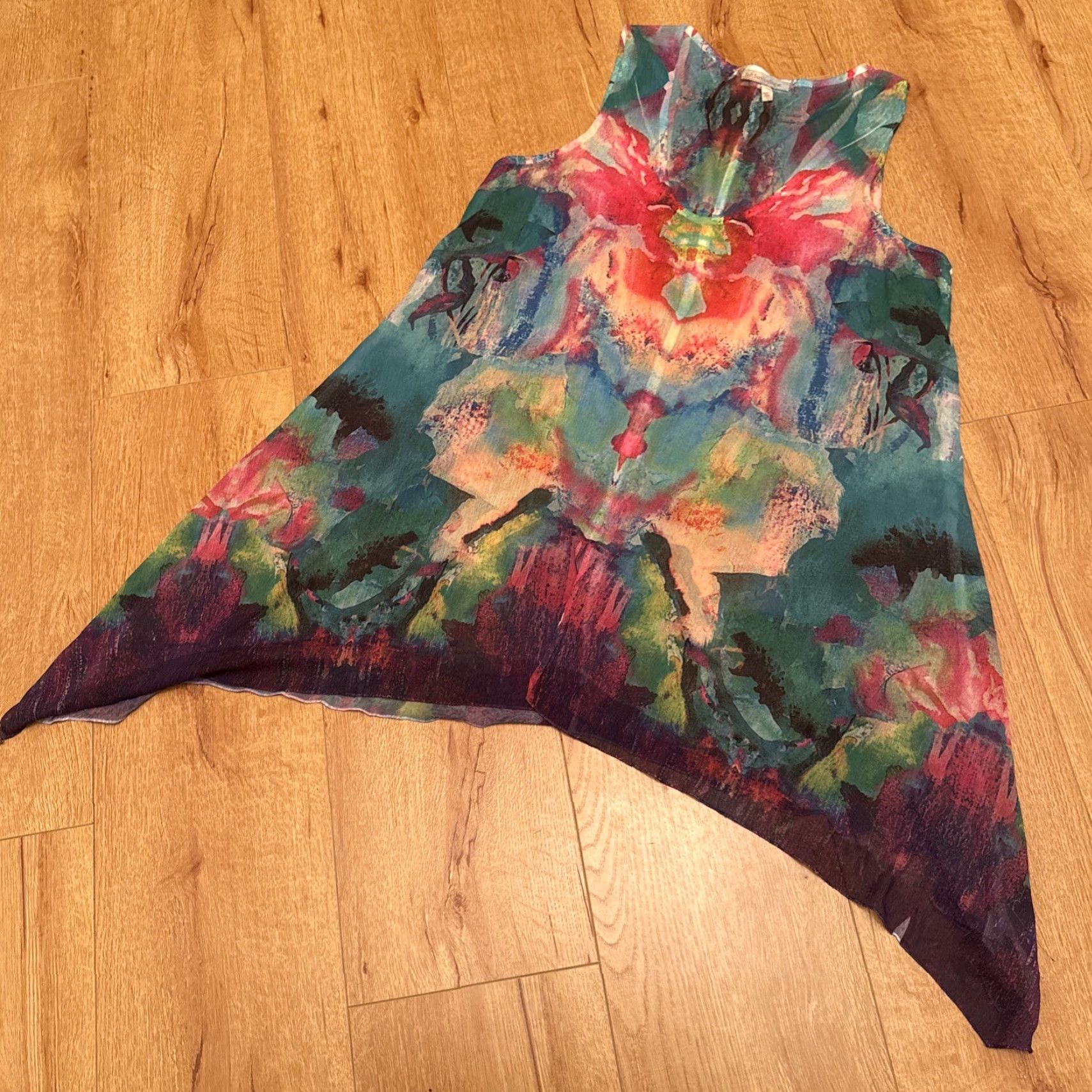 Soft Surroundings Soft Surroundings Tunic M Women Tank Sheer Floral Multicolor Hi Lo Asymmetrical Waterflower Flowing 90s? Size M / US 6-8 / IT 42-44 - 3 Thumbnail