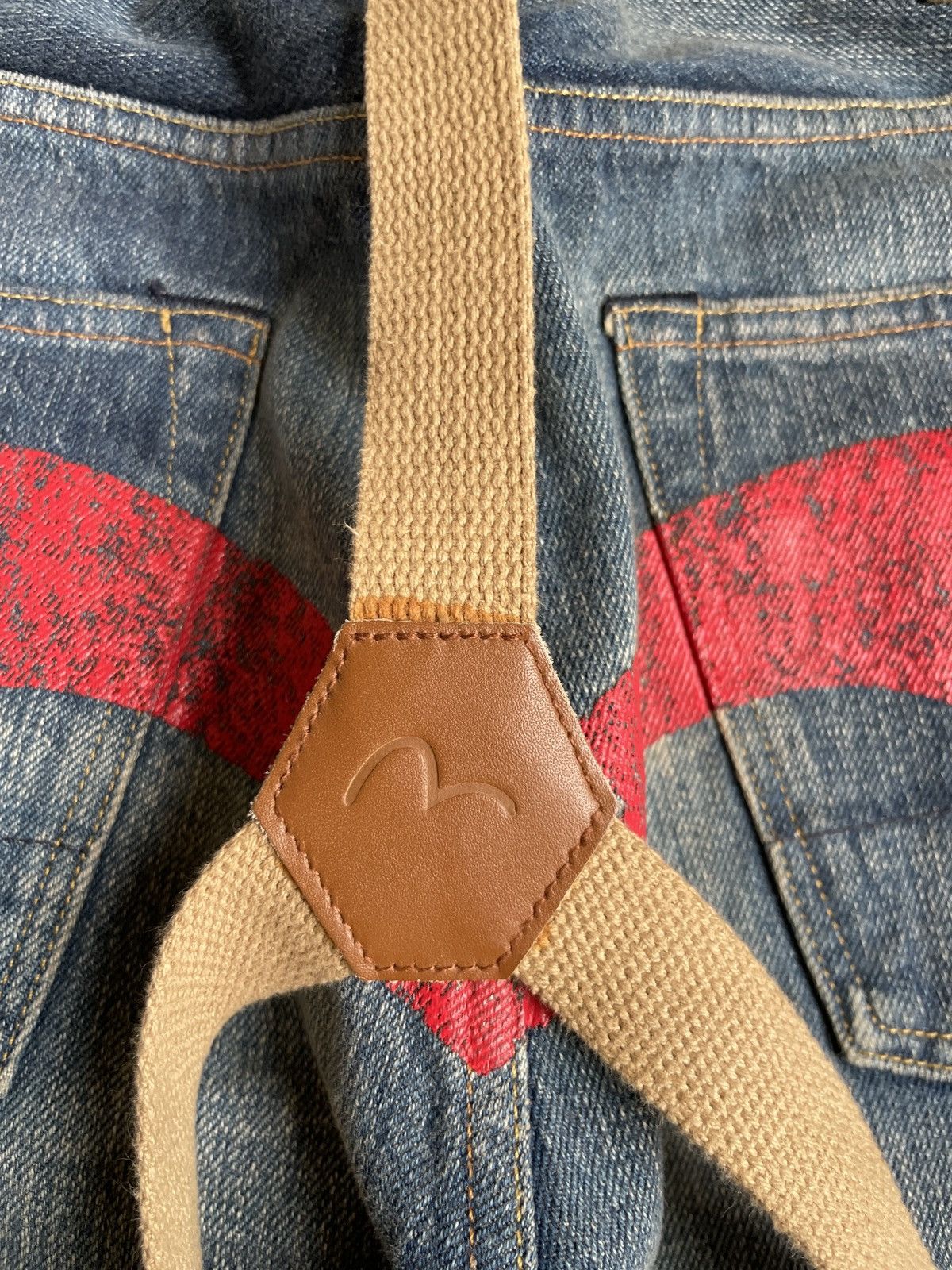 Evisu × Vintage EVISU Red suspenders daicock jeans size:30x34 Size US 30 / EU 46 - 9 Thumbnail