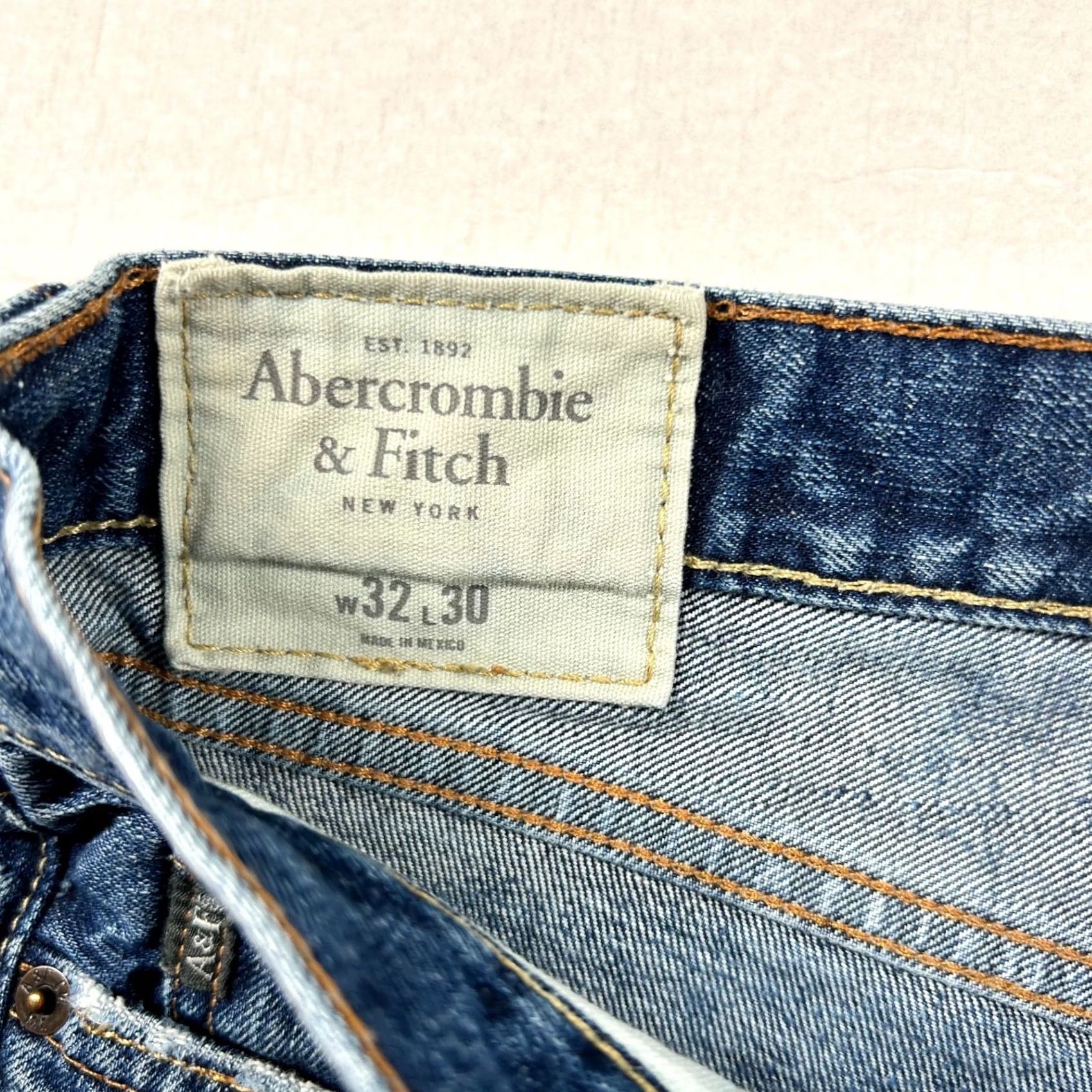 Abercrombie & Fitch VINTAGE Abercrombie & Fitch Jeans Mens 32x30 Slim Straight Button Fly Distressed Denim 5-Pocket Blue Cotton 100% Regular Mens Size US 32 / EU 48 - 5 Thumbnail