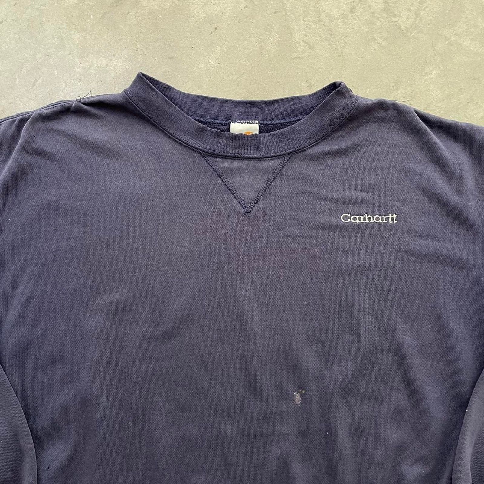 Carhartt Vintage Carhartt Distressed Navy Sweatshirt Size US L / EU 52-54 / 3 - 2 Thumbnail