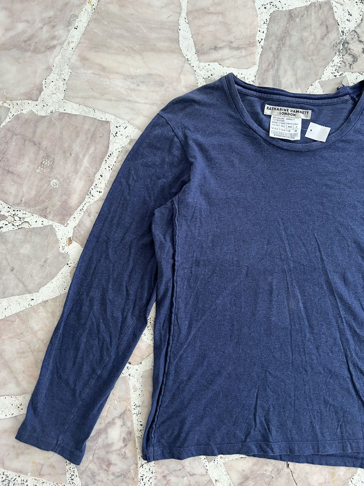 Katharine Hamnett London Longsleeve Blue Plain Tee Size XS / US 0-2 / IT 36-38 - 3 Thumbnail