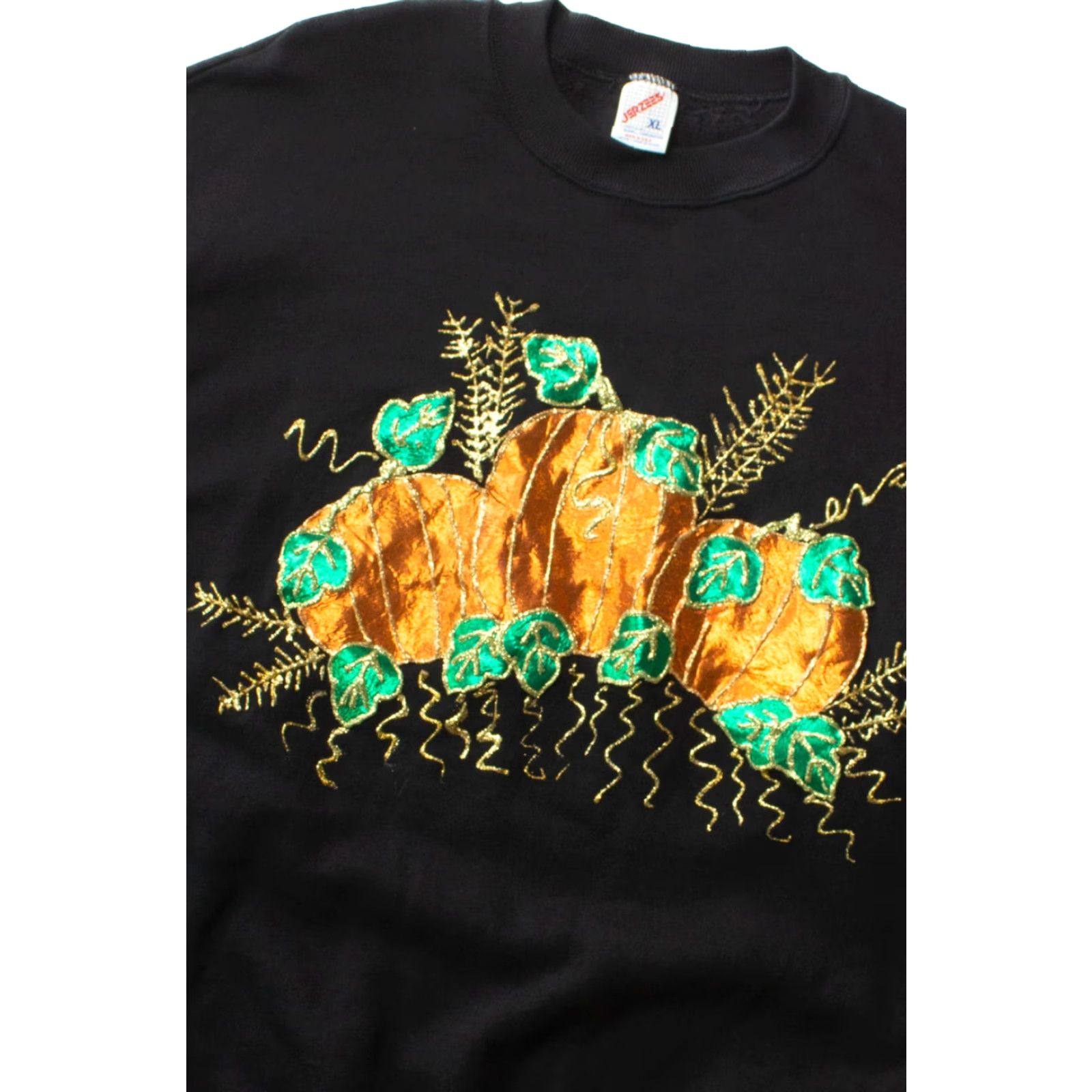 Jerzees VINTAGE Jerzees Black 1990s Halloween Foil Pumpkins Sweatshirt XL Adult MenS Womens? Size US XL / EU 56 / 4 - 2 Thumbnail
