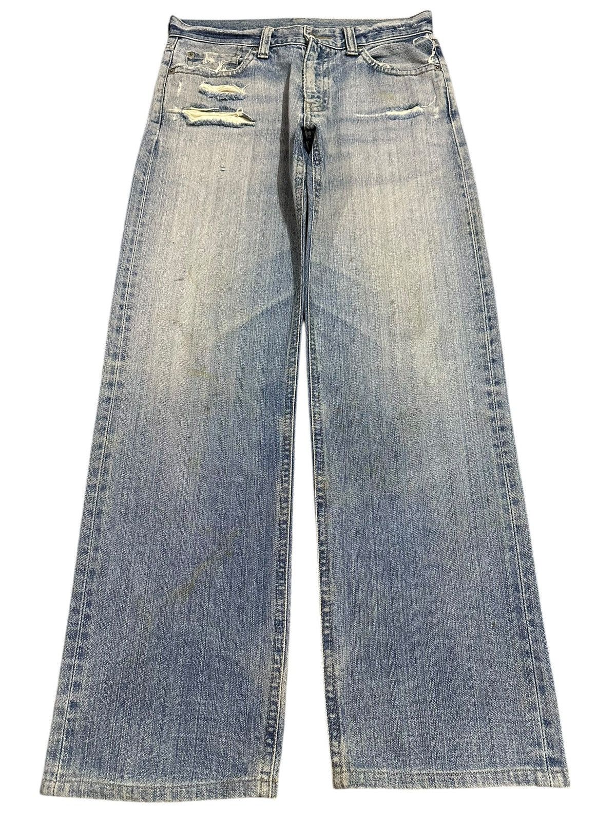 Jun Takahashi Vintage Japanese Uniqlo Blue Wash Style Distress Jeans Size US 31 - 1 Thumbnail