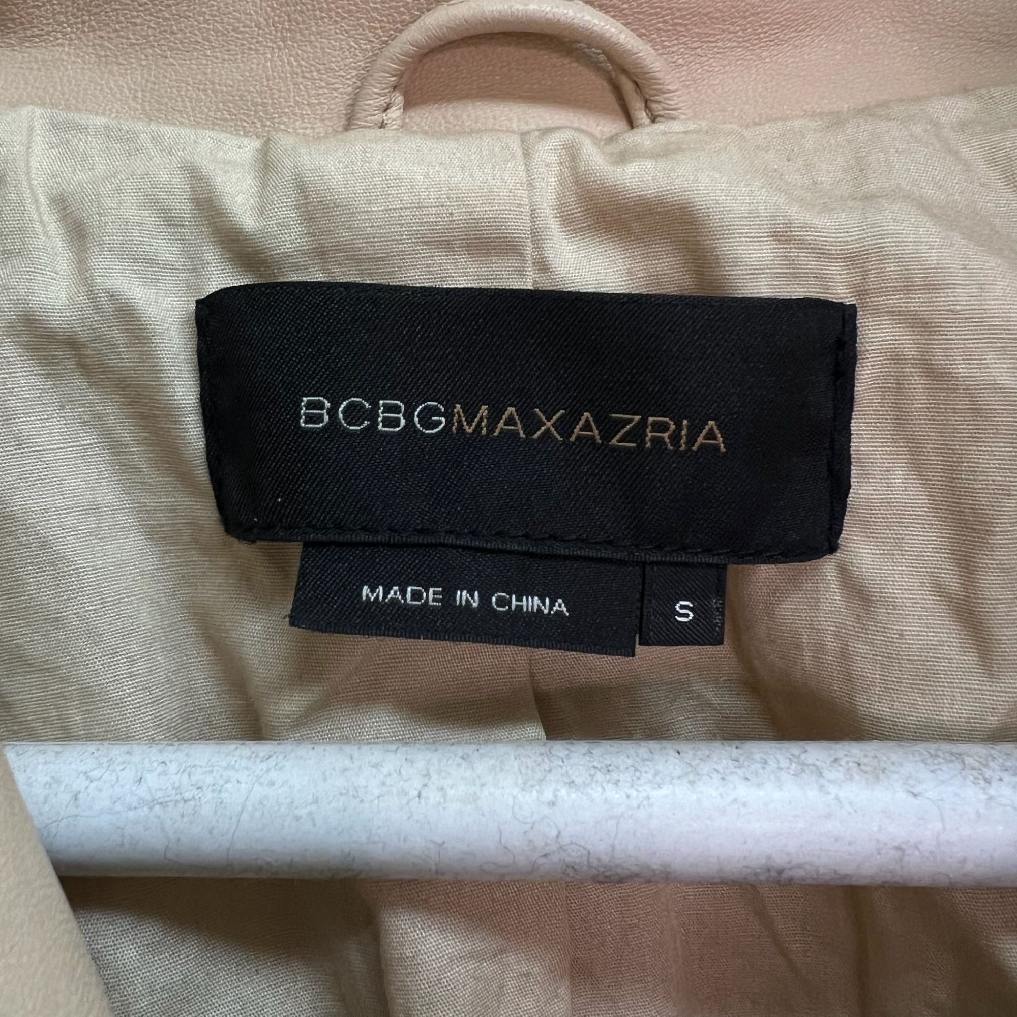 Bcbgmaxazria BCBGMAXAZRIA Beige Leather Motorcycle Jacket Blazer - Size S Size S / US 4 / IT 40 - 7 Thumbnail