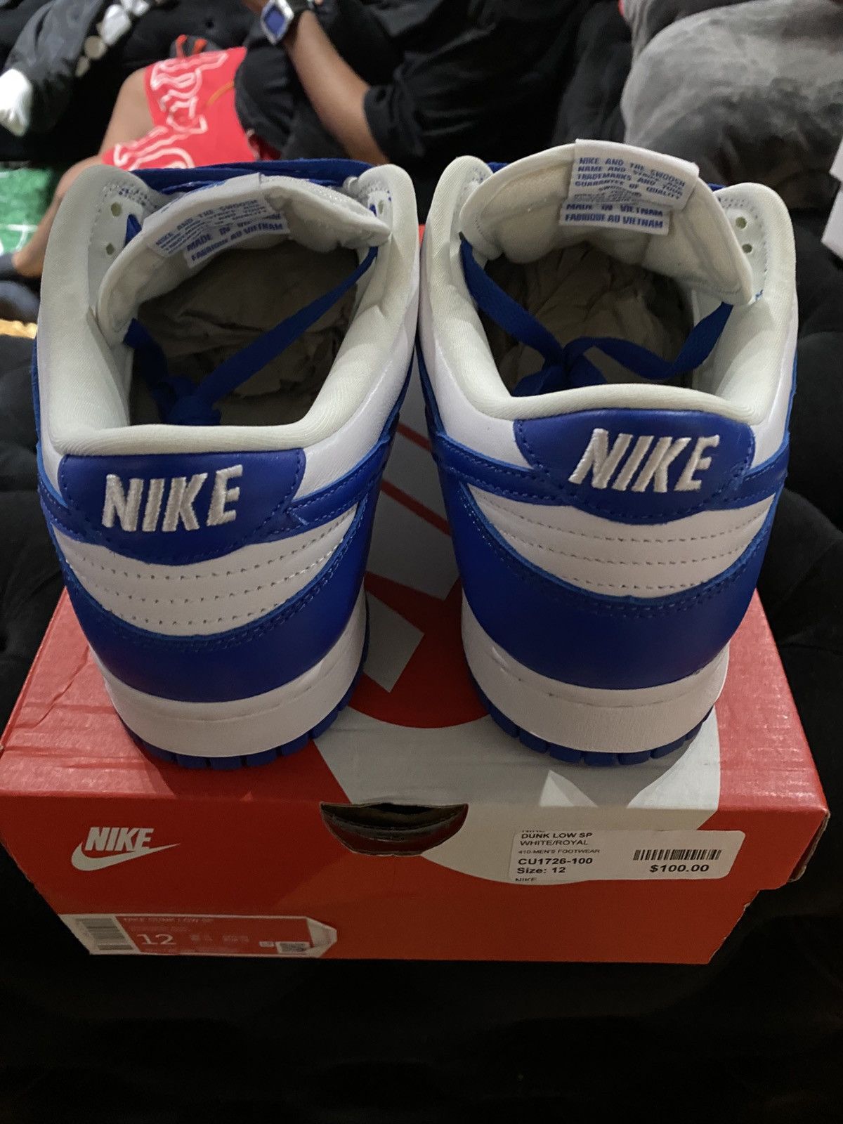 Nike Nike Dunk Low Retro Kentucky CU1726-100 Blue Men Sz 12 Used Size US 12 / EU 45 - 4 Thumbnail