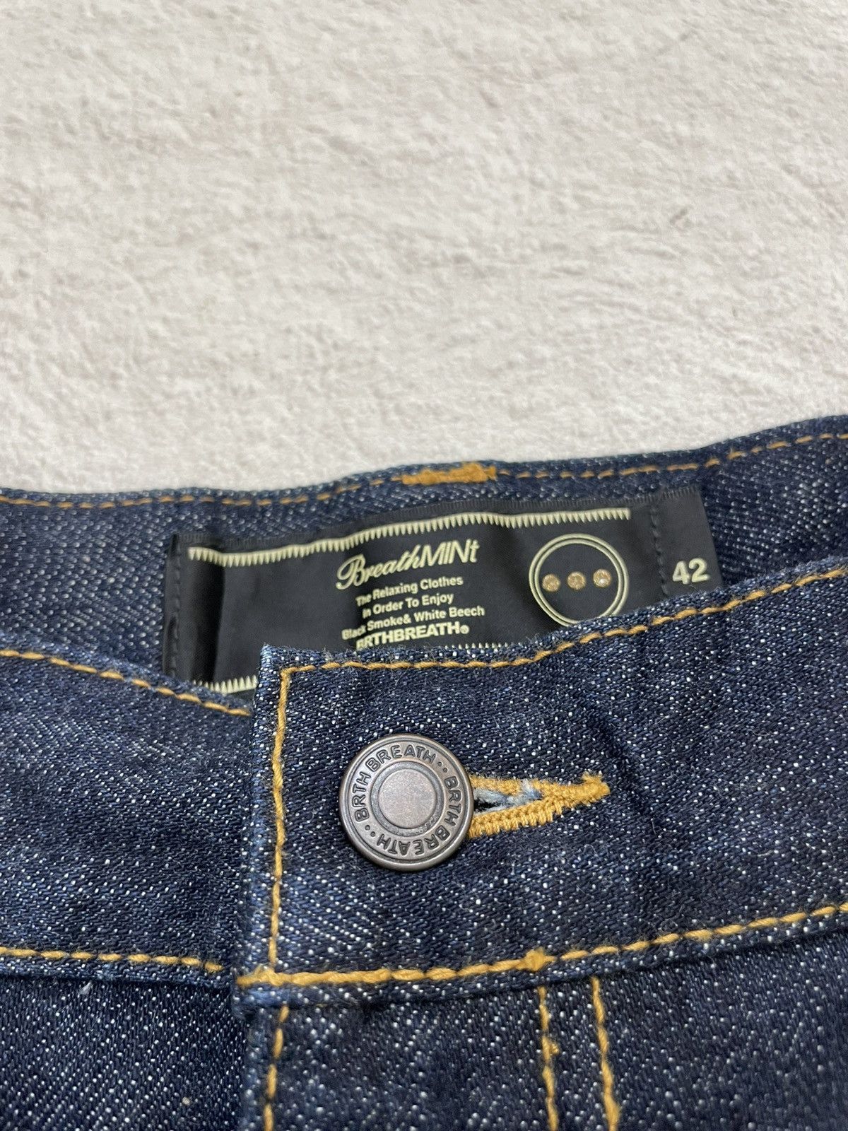 Japanese Brand 00s Double Waist BRTH Raw Denim Y2K Japan Style Size US 34 / EU 50 - 4 Thumbnail