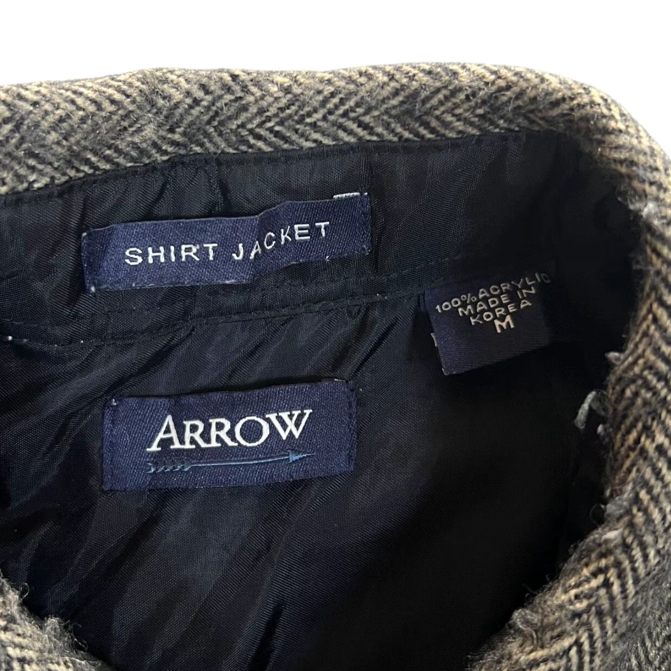 Arrow VINTAGE Arrow Shirt Jacket Houndstooth Long Sleeve Shirt Medium Brown Black - BY151 Mens Size US M / EU 48-50 / 2 - 4 Thumbnail