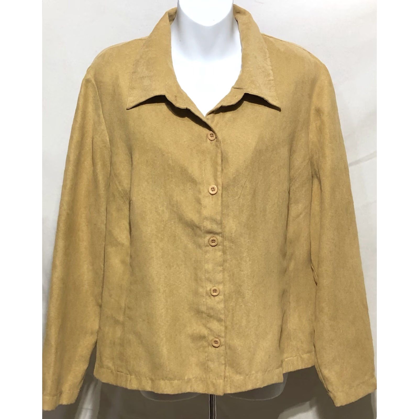 Vintage Studio Ease Button-Up Long Sleeve Micro Suede Top 18W Brown Casual Workwear Western Cotton Blend Shirt Womens Size XXL / US 16-18 / IT 52-54 - 7 Thumbnail