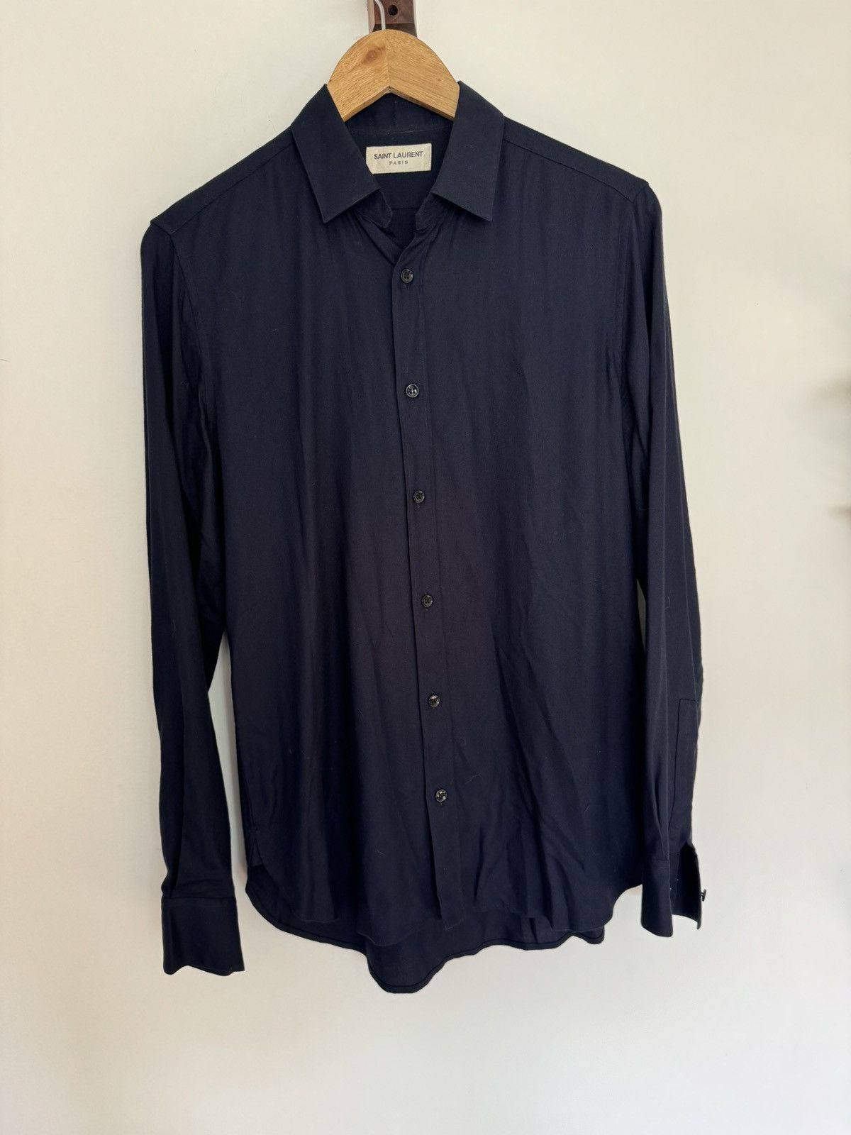 Saint Laurent Paris Blue Viscoe fw15 shirt Size US S / EU 44-46 / 1 - 1 Thumbnail