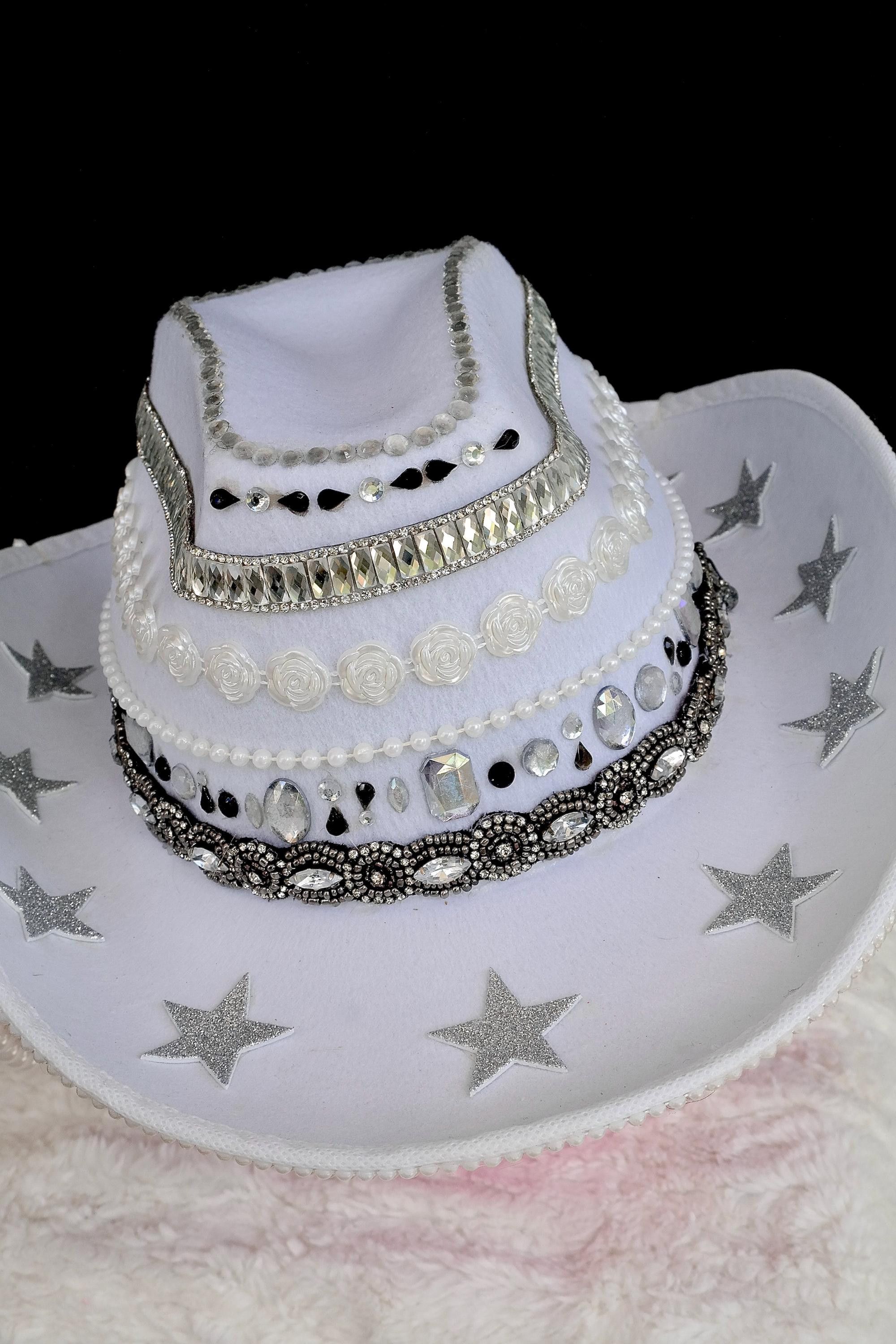 Handmade Classy Silver Cowgirl Hat Size ONE SIZE - 4 Thumbnail