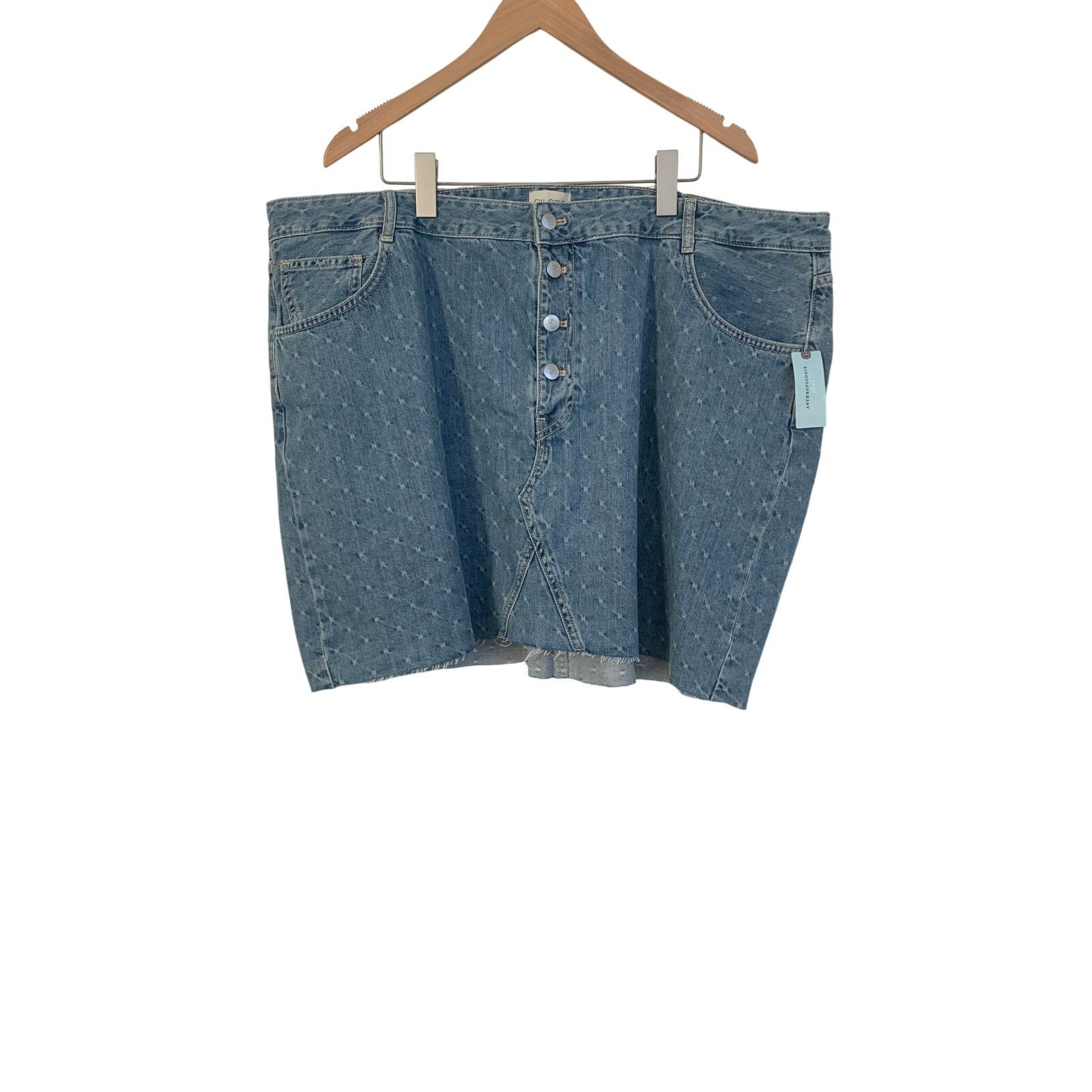 Anthropologie NWT Anthropologie Pilcro Jacquard Denim Mini Skirt Size 42" / US 20 - 6 Thumbnail