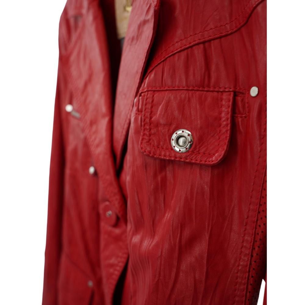 Designer Vintage Derri Designs Red Leather Moto Jacket Size S Size S / US 4 / IT 40 - 4 Thumbnail