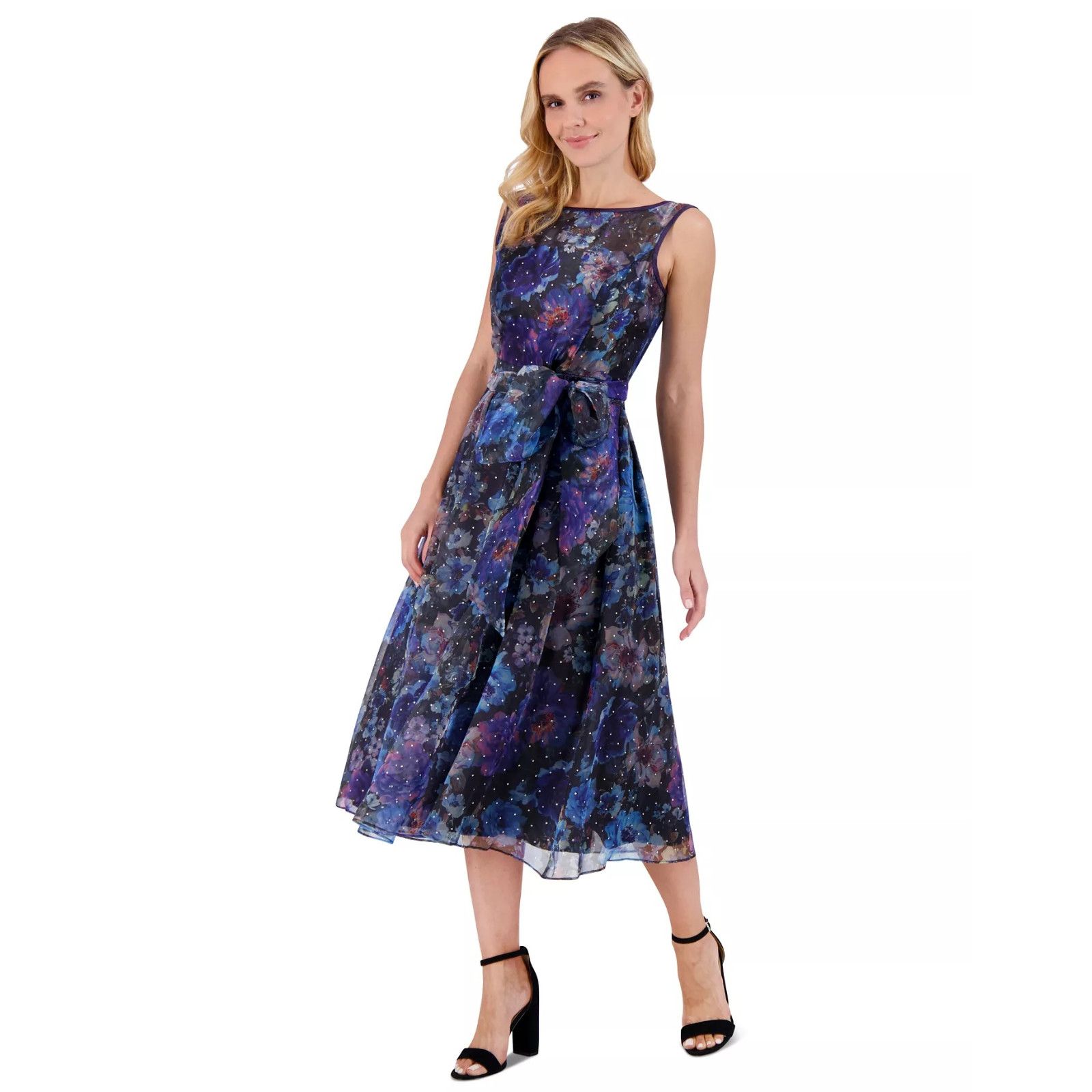 Other Eliza J Women's Belted Floral-Cocktail Dress - Black/blue,14 Size XL / US 12-14 / IT 48-50 - 5 Thumbnail