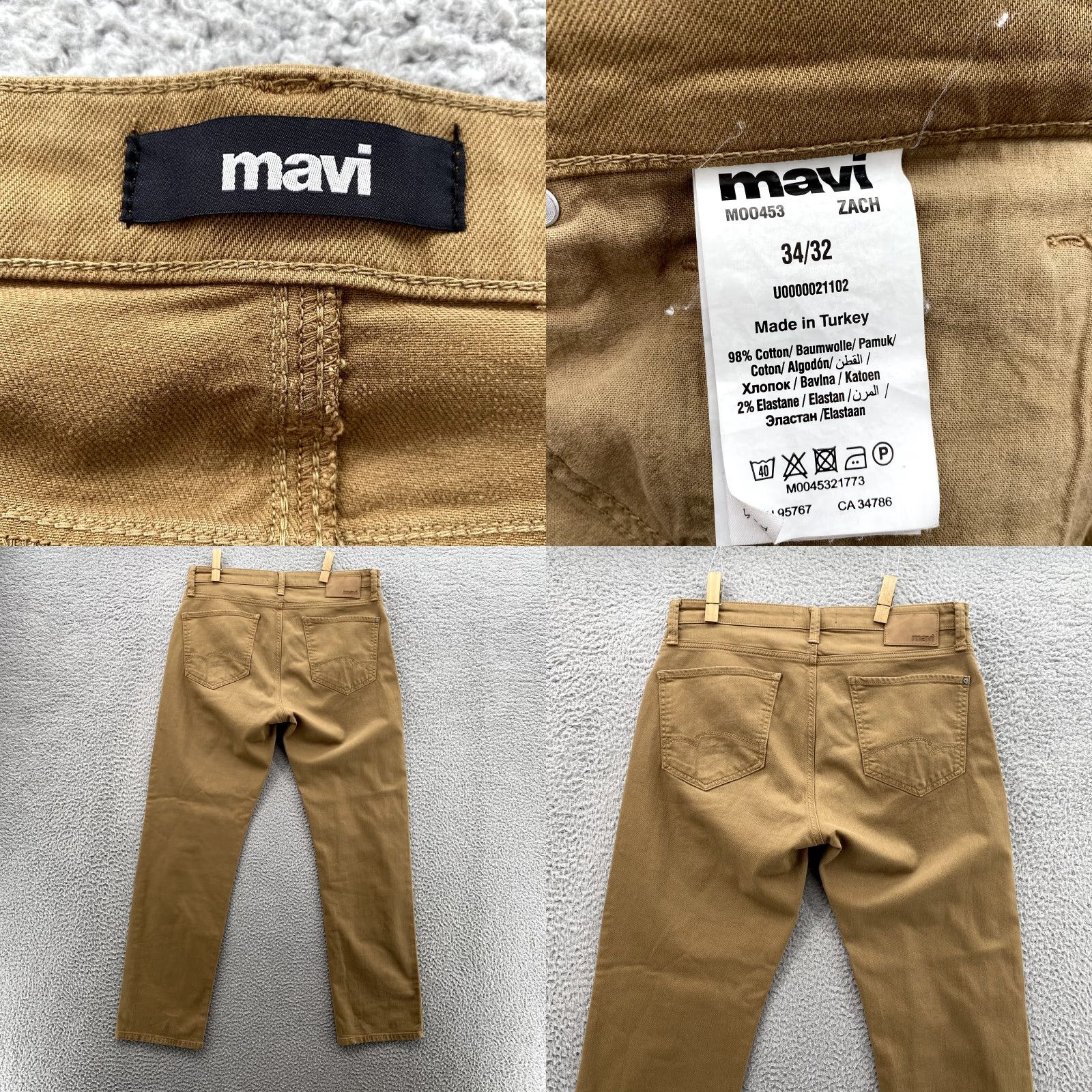 Vintage Mavi Jeans Zach Men's 32x31* Tan Twill Straight Travel Preppy Workwear Academia Jeans Size US 32 / EU 48 - 8 Thumbnail