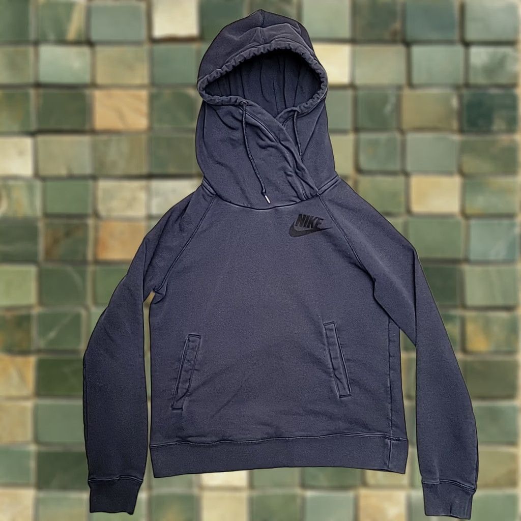 Nike Nike Hoodie Womens M Navy Blue Pullover Crossover Hood Club Fleece READ Size M / US 6-8 / IT 42-44 - 1 Thumbnail