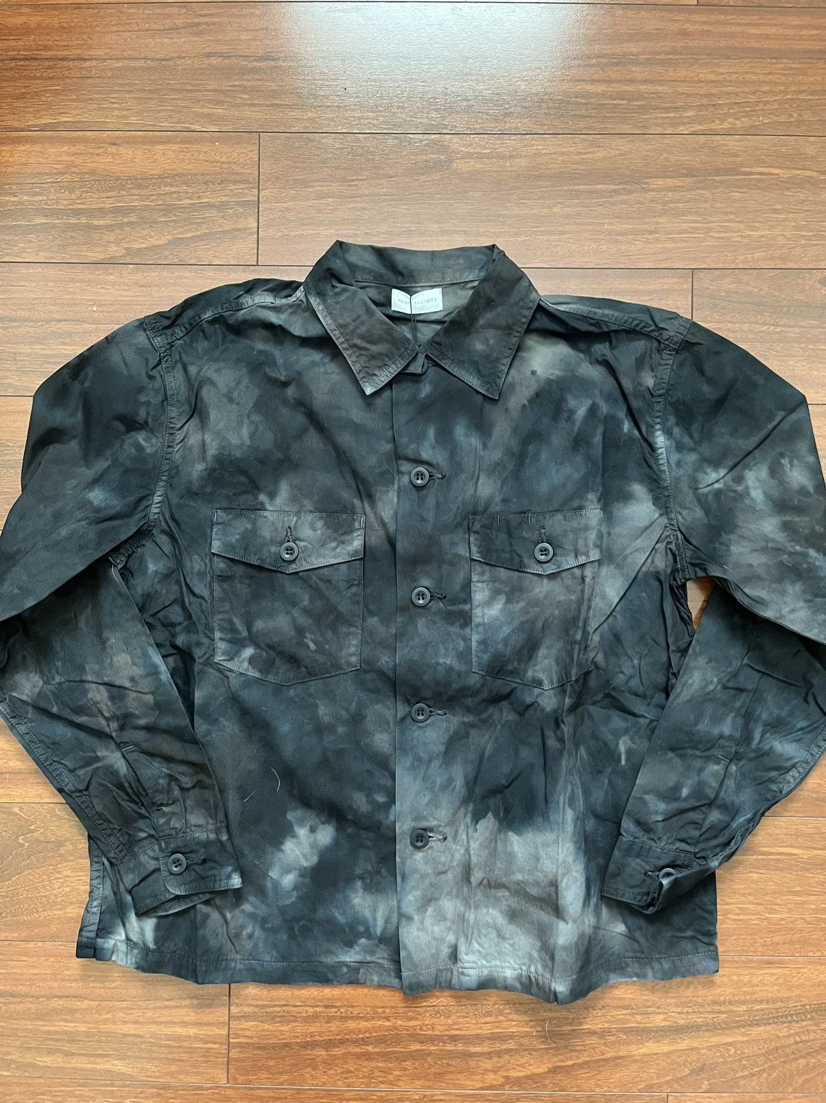 John Elliott Black Military Workshirt - Midnight Tie Dye