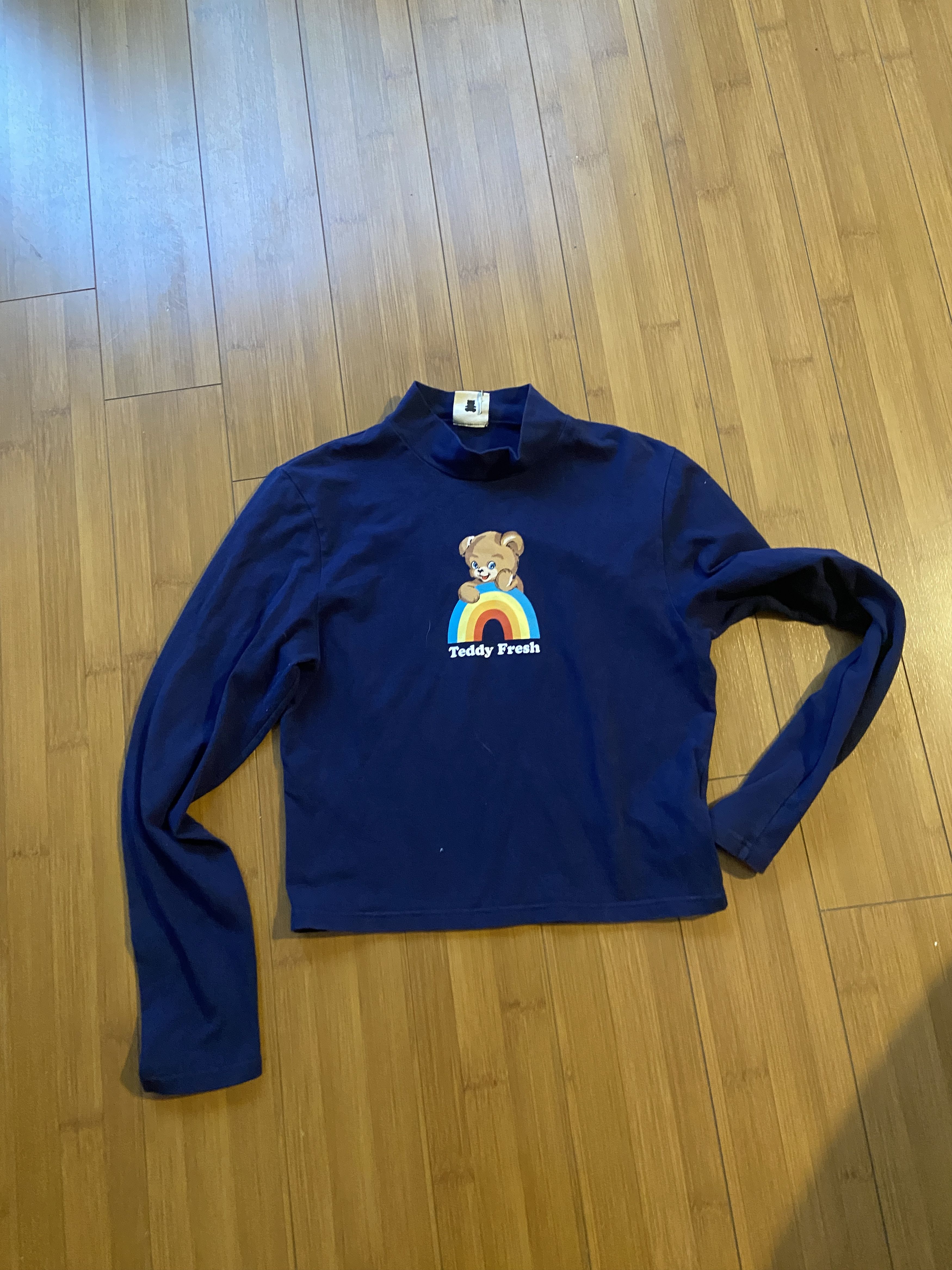 Teddy Fresh Teddy Fresh Navy and Blue Long Sleeve Crop Top - Large Size L / US 10 / IT 46 - 1 Thumbnail