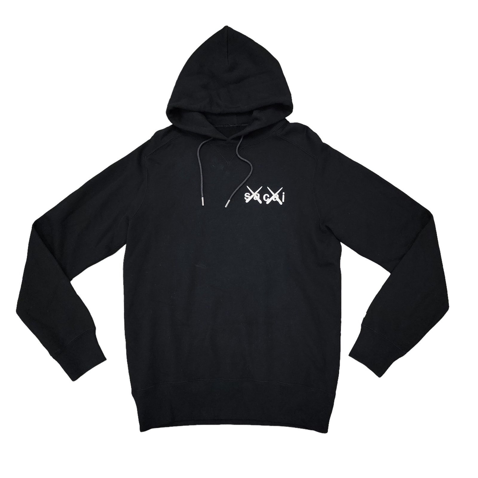image of Kaws X Sacai Hoodie Small Logo Black White, Men's (Size Medium)