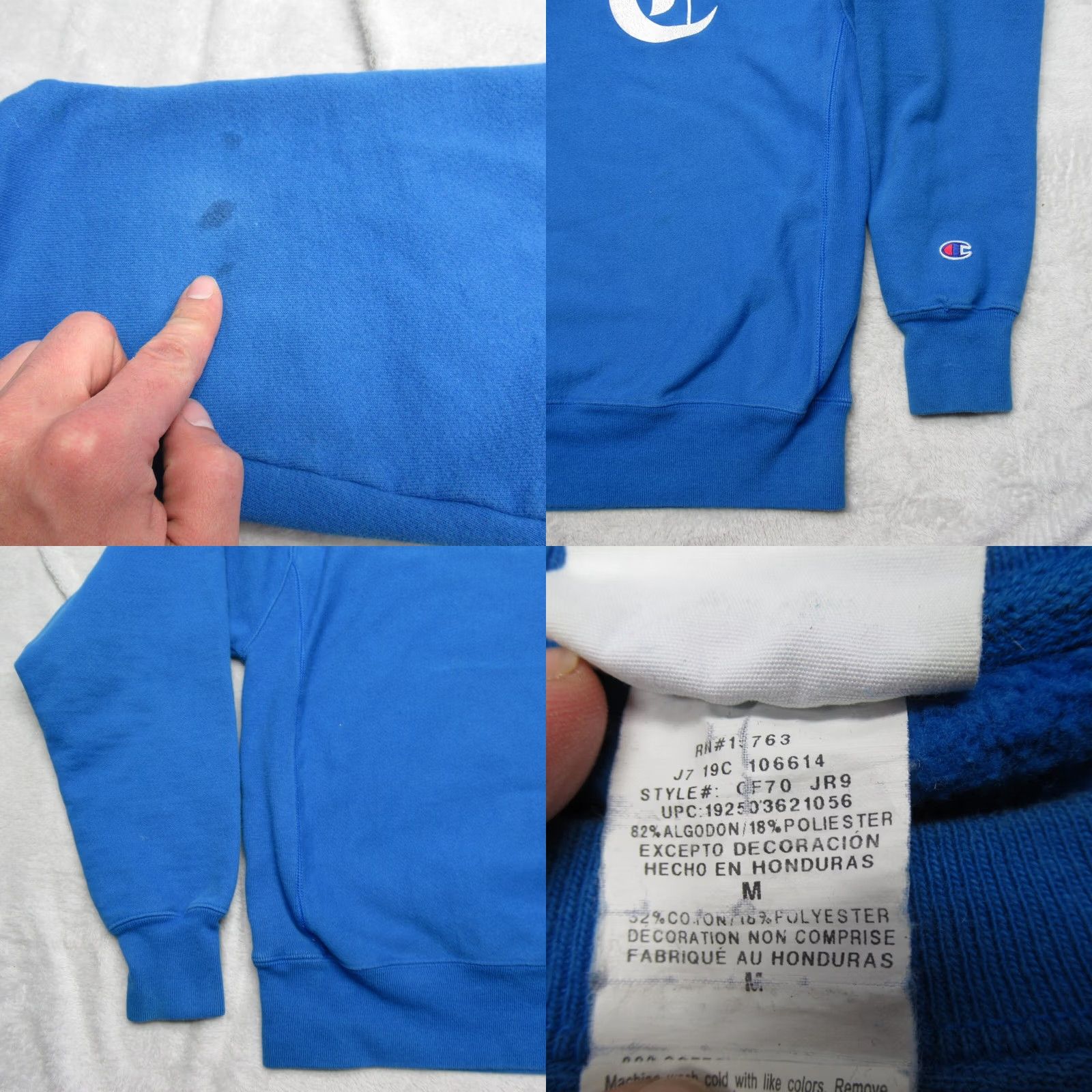Champion Champion Sweatshirt Mens M Royal Blue Reverse Weave Graphic Print Logo Crew Neck Pullover Fleece Cotton Blend Size US M / EU 48-50 / 2 - 8 Thumbnail
