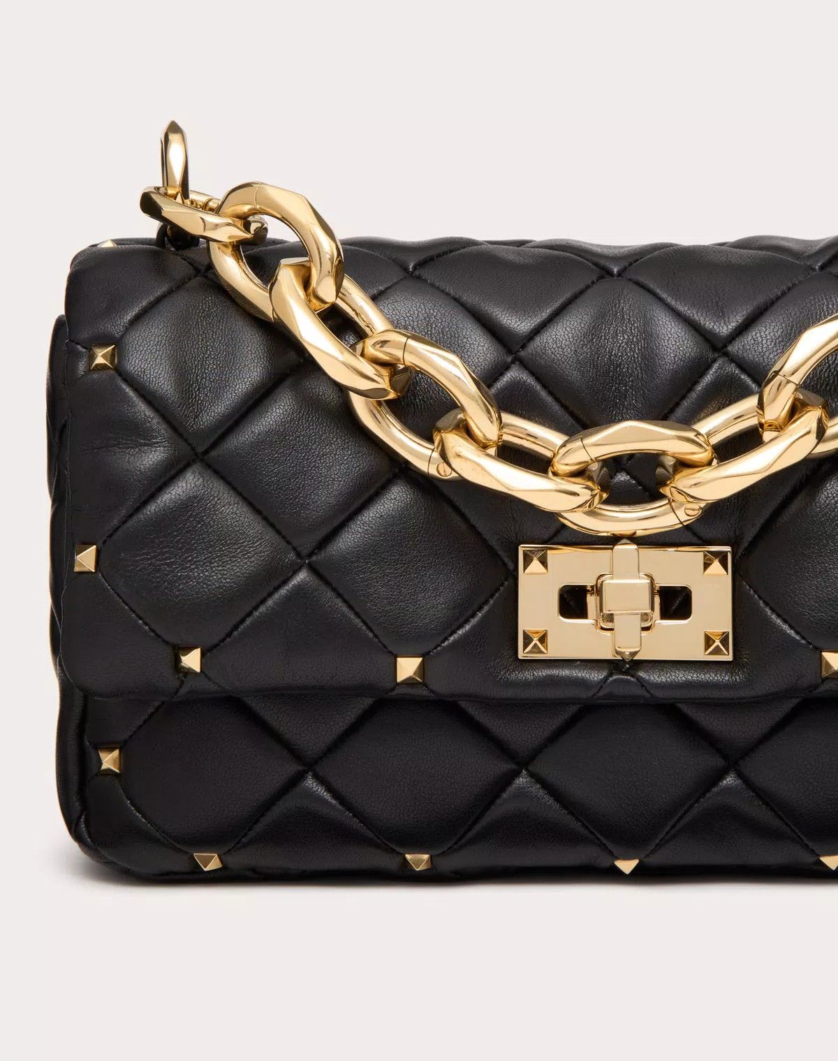 Valentino oc11z0725 Size:OS/ Spike Bag In Nappa Patchwork in Black Size ONE SIZE - 7 Thumbnail