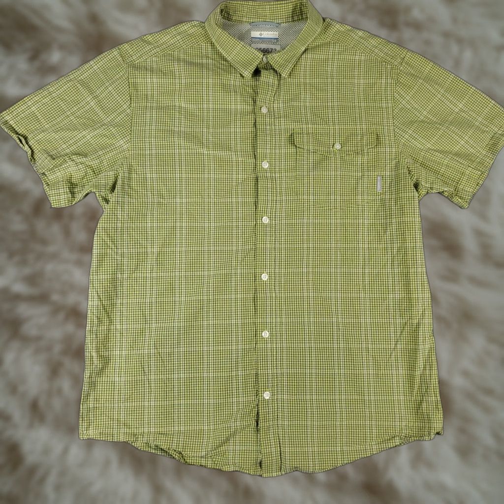 Vintage Columbia Shirt Mens Large Green Plaid Vented Fishing Button Up Short Sleeve Size US L / EU 52-54 / 3 - 1 Thumbnail