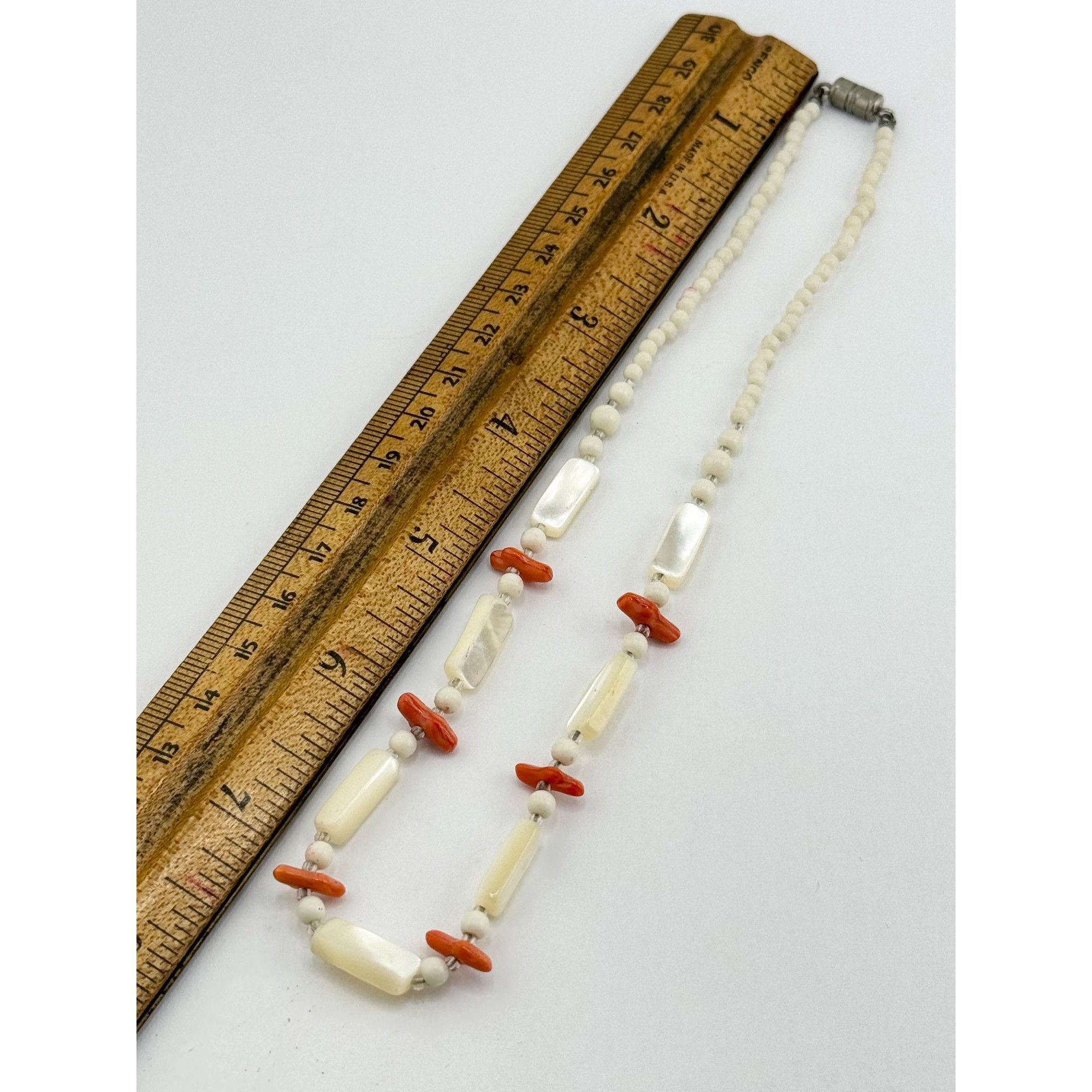 Vintage Vintage Abalone Shell Mother of Pearl Coral necklace Size ONE SIZE - 4 Thumbnail