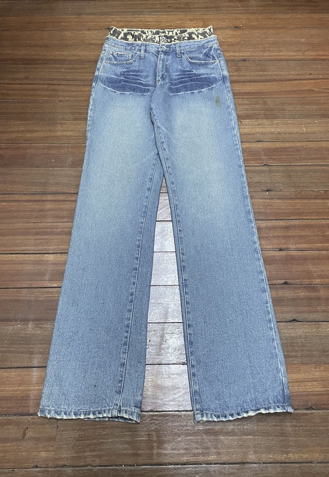 Japanese Brand × Vintage Rare Design Vintage Japaness Brand Double Waist Jeans 2000s Size US 33 - 1 Thumbnail