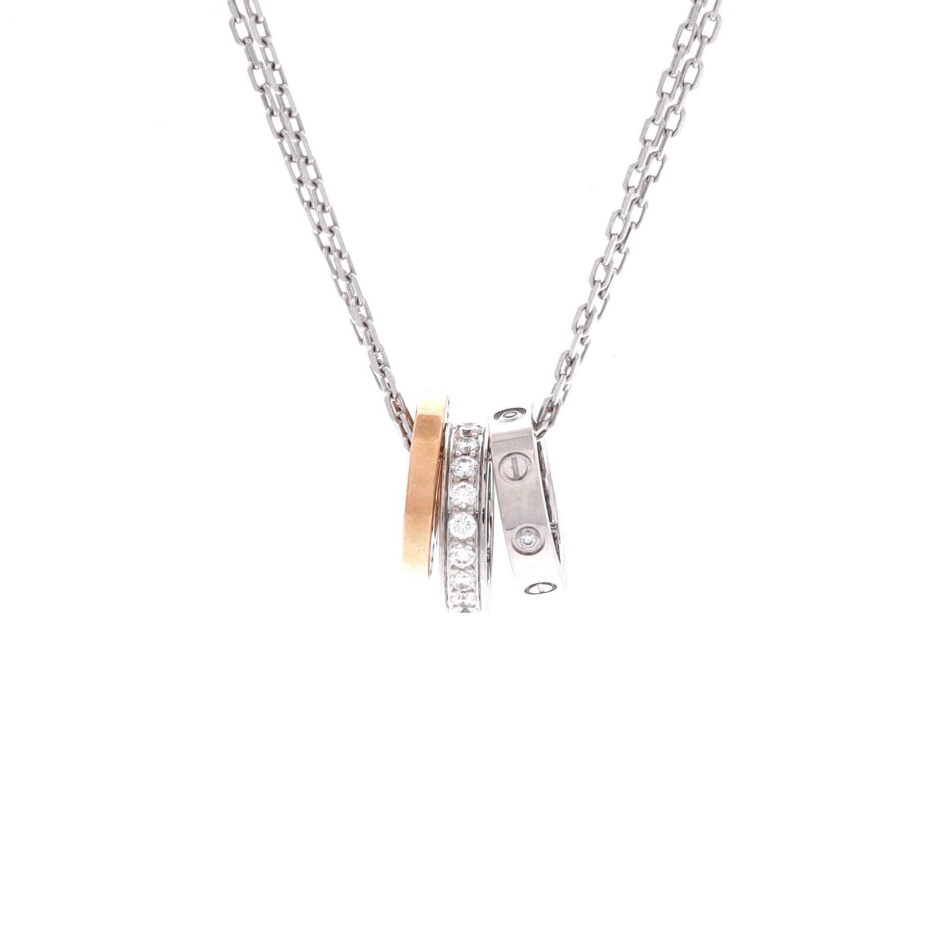 Cartier Love 3 Ring Pendant Necklace Size ONE SIZE - 1 Thumbnail