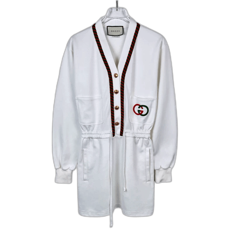 Gucci Gucci Embroidered V-Neck Long Sleeve Dress Size XXS / US 00 / IT 34 - 1 Thumbnail