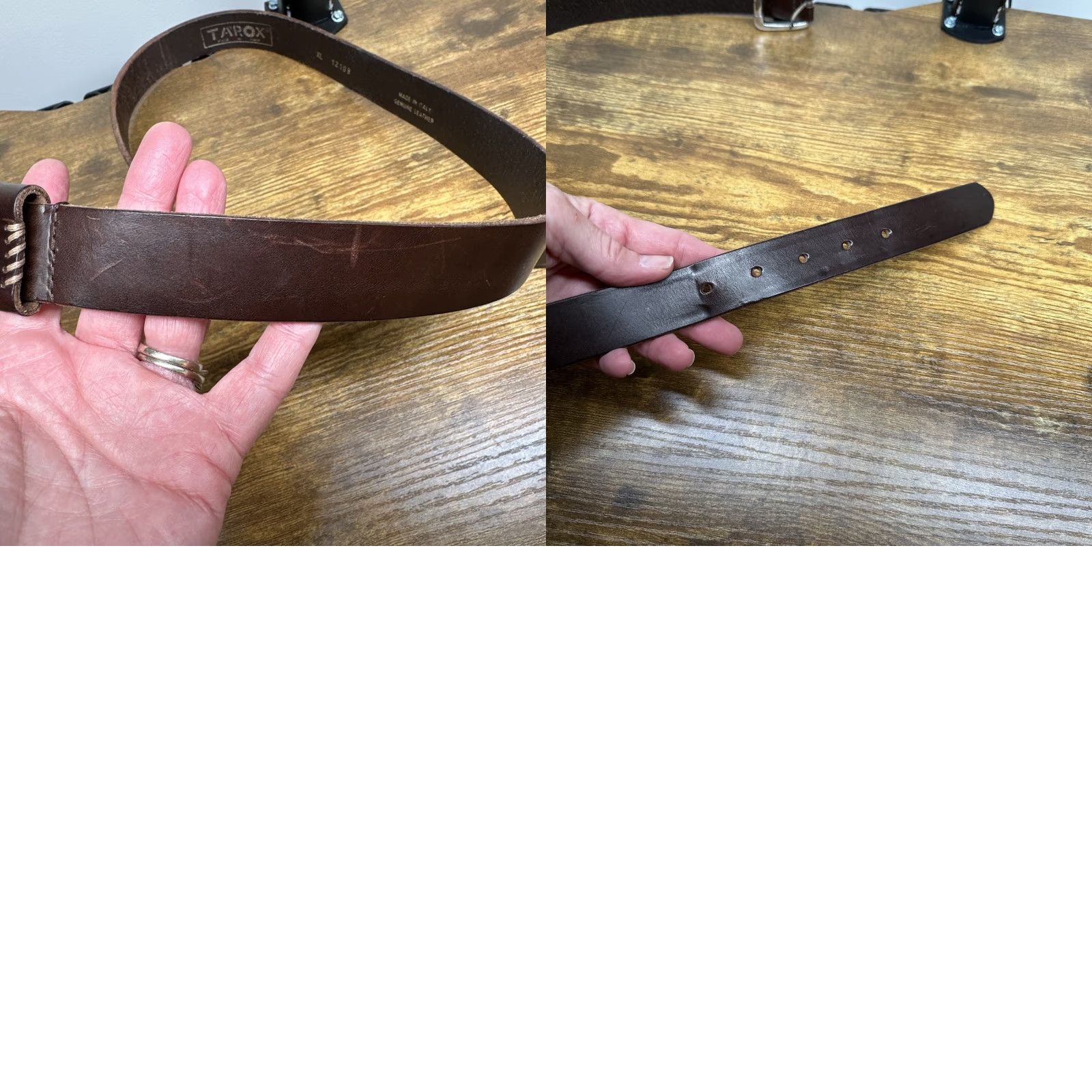 Vintage VTG Tarox Belt XL Brown Leather Dress Women’s 1.25” Buckle Adjustable Italy 90s Preppy Y2K Classic Belt Size XL / US 12-14 / IT 48-50 - 8 Thumbnail
