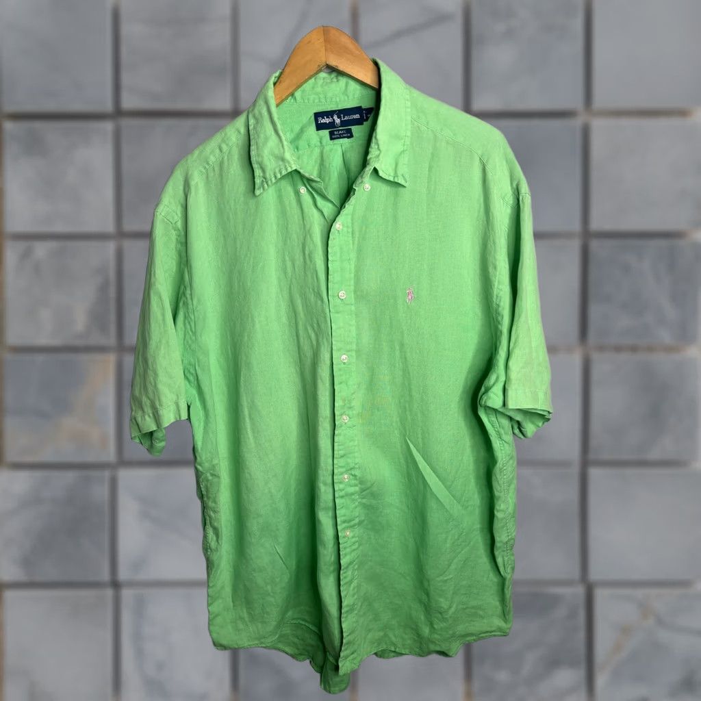 Ralph Lauren Ralph Lauren Shirt Mens 2XL Green Blake Linen Short Sleeve Button Down Size US XL / EU 56 / 4 - 1 Thumbnail