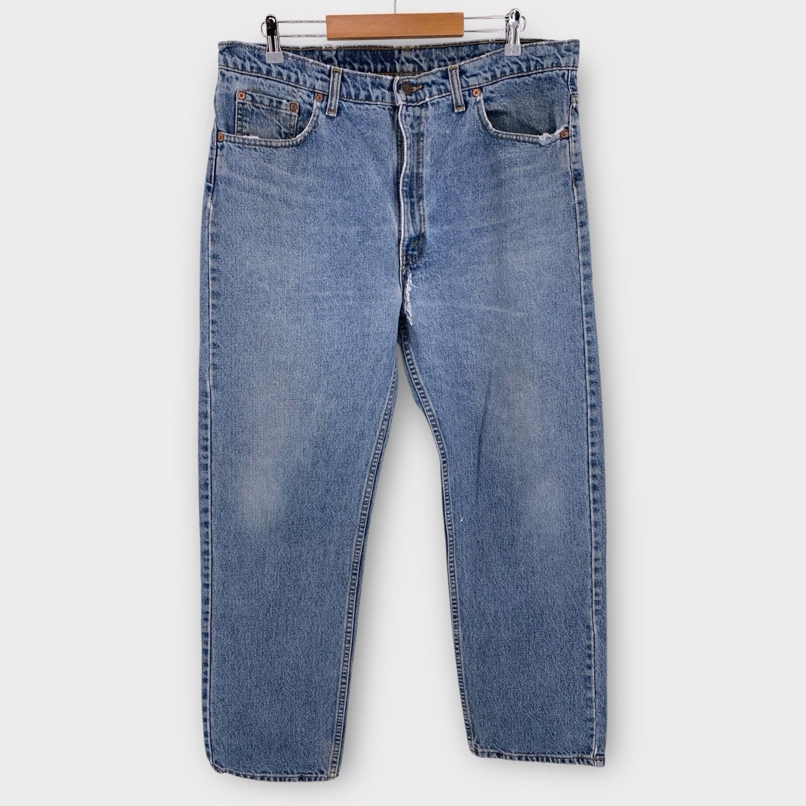 Levi's VTG Levi’s 550 Jeans 39x30 Blue Relaxed Fit Tapered *HOLES* Size US 39 - 2 Thumbnail