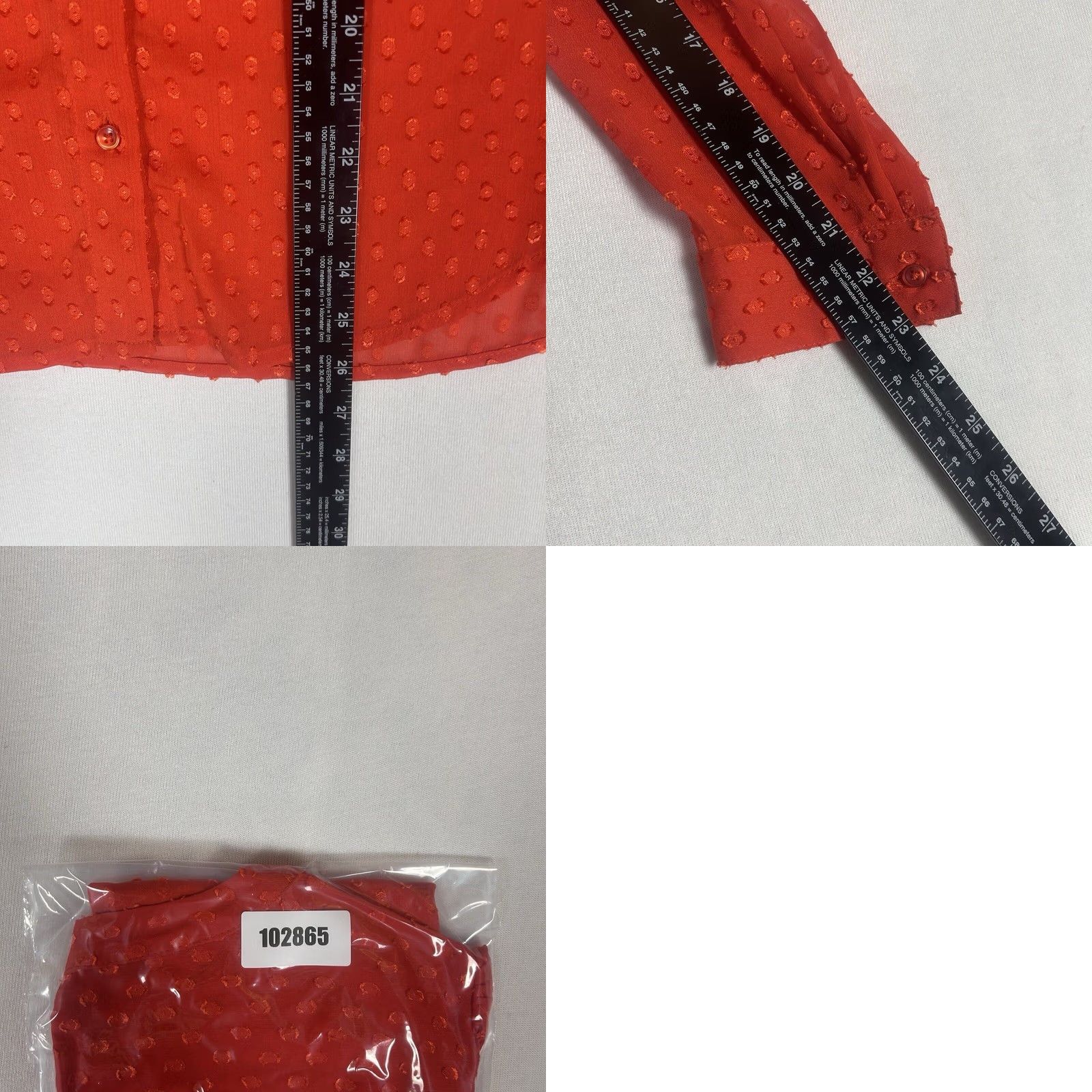 Banana Republic Banana Republic Shirt Womens Small Long Sleeve Button Up Orange Sheer V-Neck Size S / US 4 / IT 40 - 8 Thumbnail